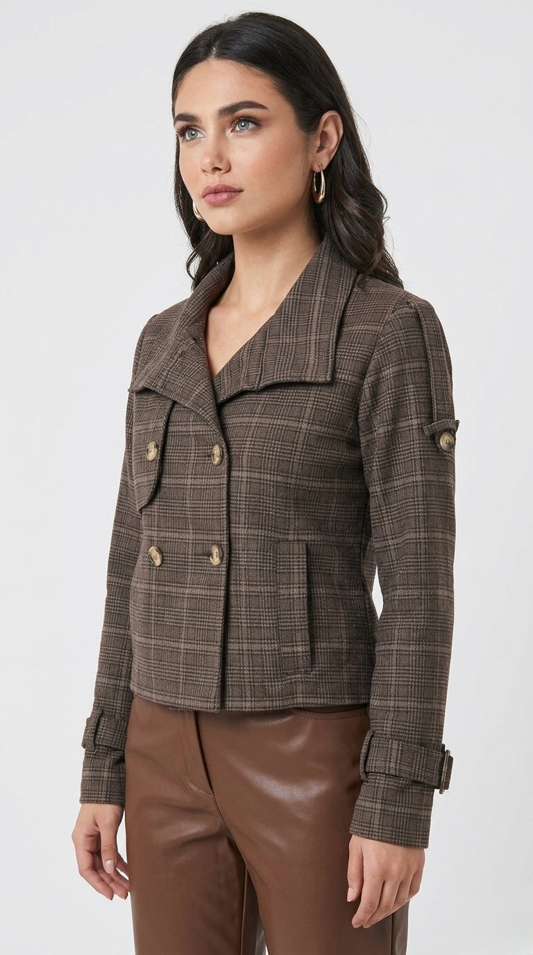 CASACA FUNNEL NECK JACKET ALE MARRON
