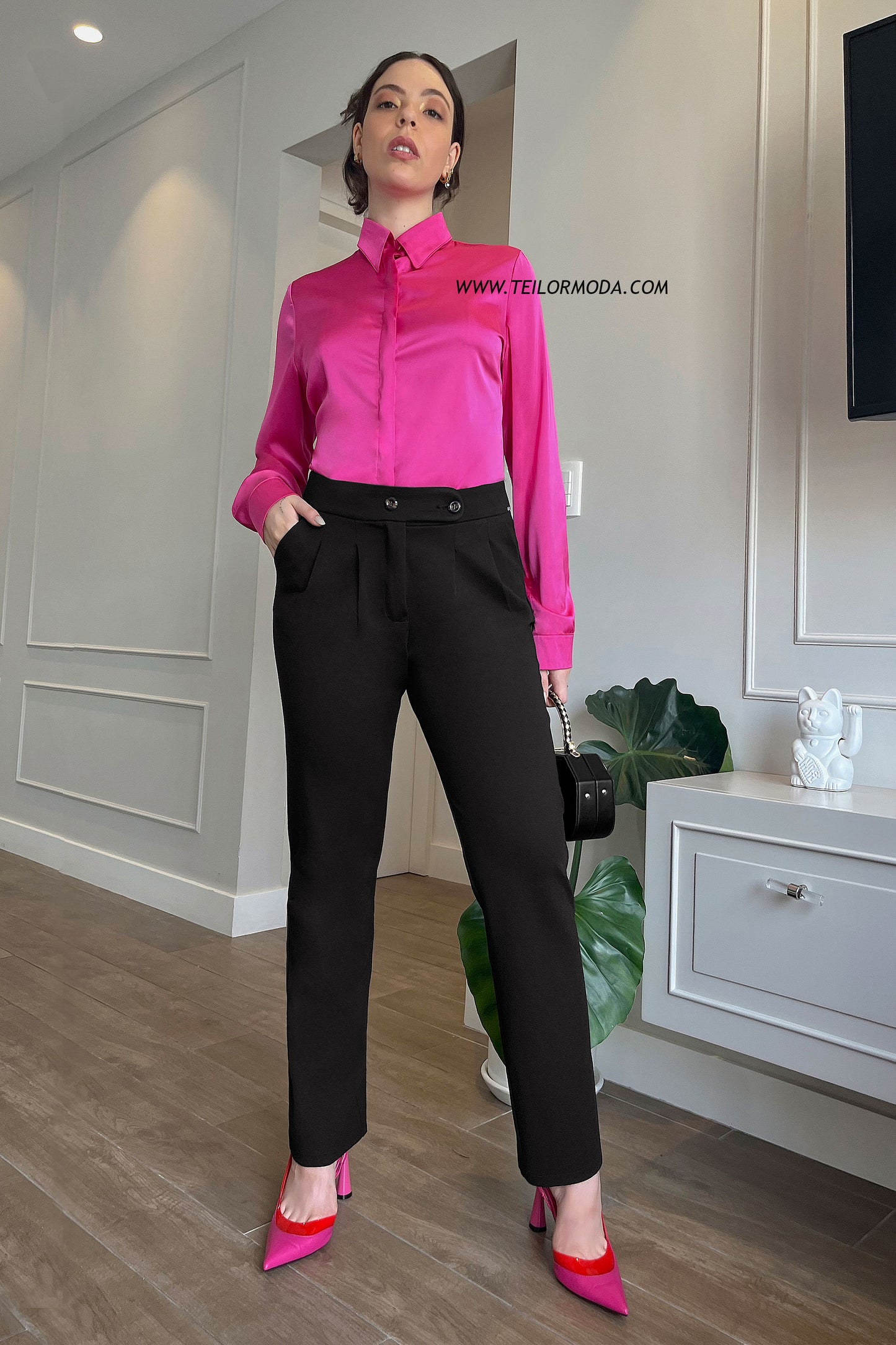 BLUSA DE SATIN NINA FUCSIA
