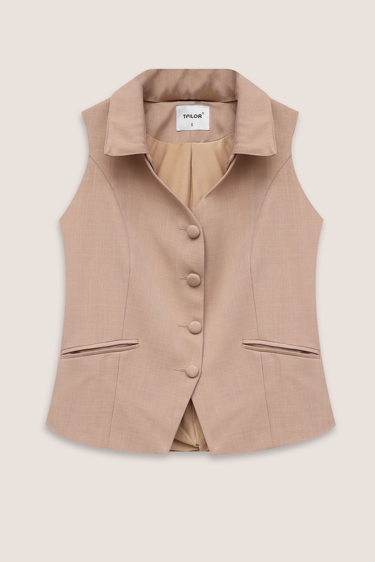 CHALECO CON CUELLO DESMONTABLE CLARISSA BEIGE