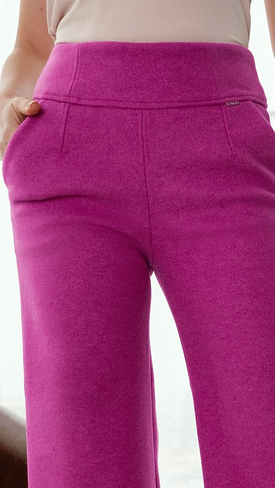 PANTALÓN PALAZZO DE PAÑO LIDIA MAGENTA
