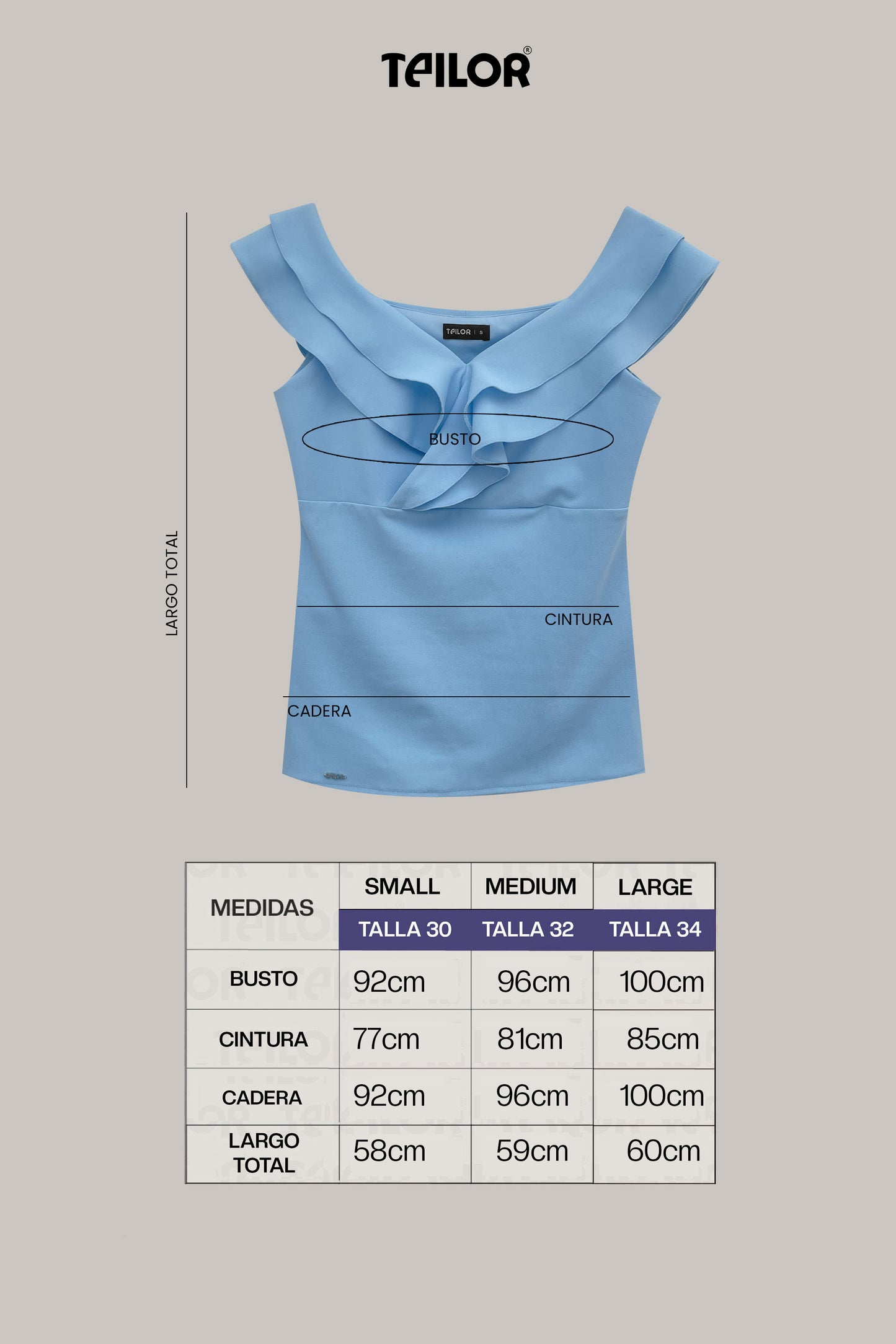 BLUSA CON VUELOS AZUCENA CELESTE