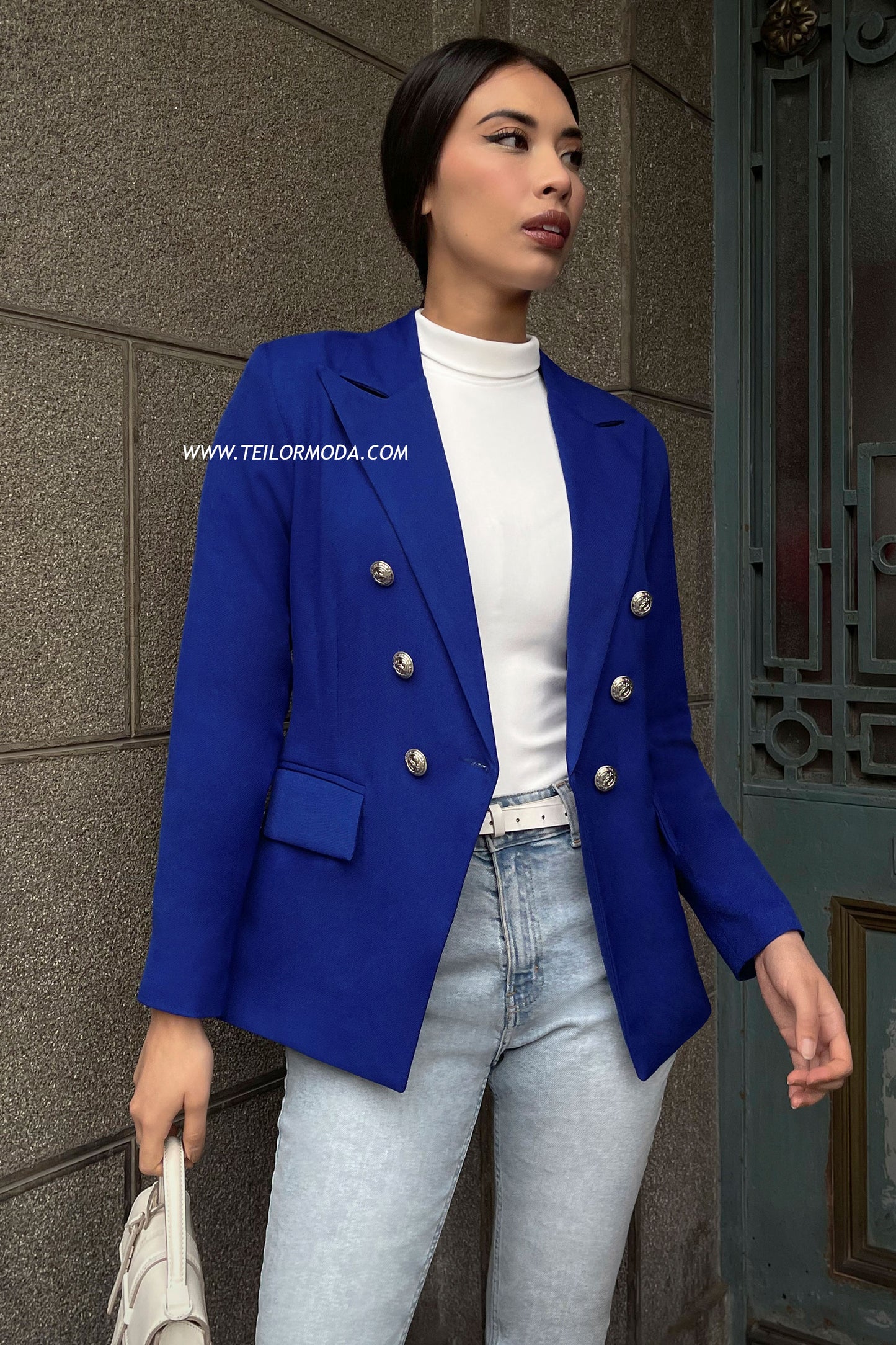 BLAZER CRUZADO TESSA AZULINO