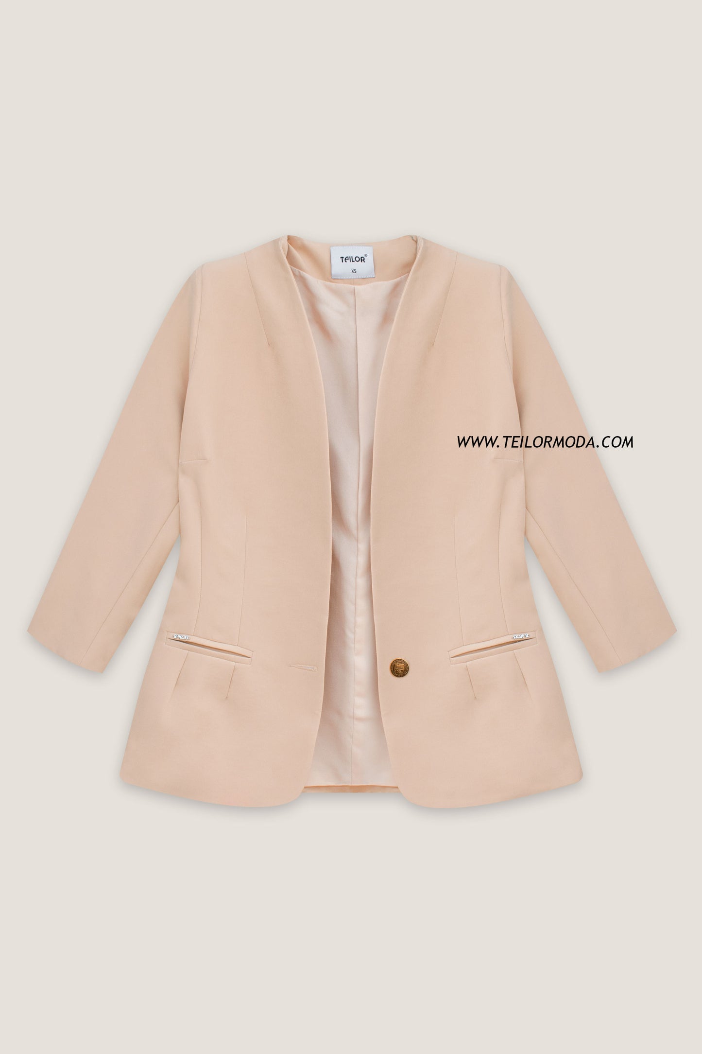 BLAZER SIN CUELLO ARIANA BEIGE