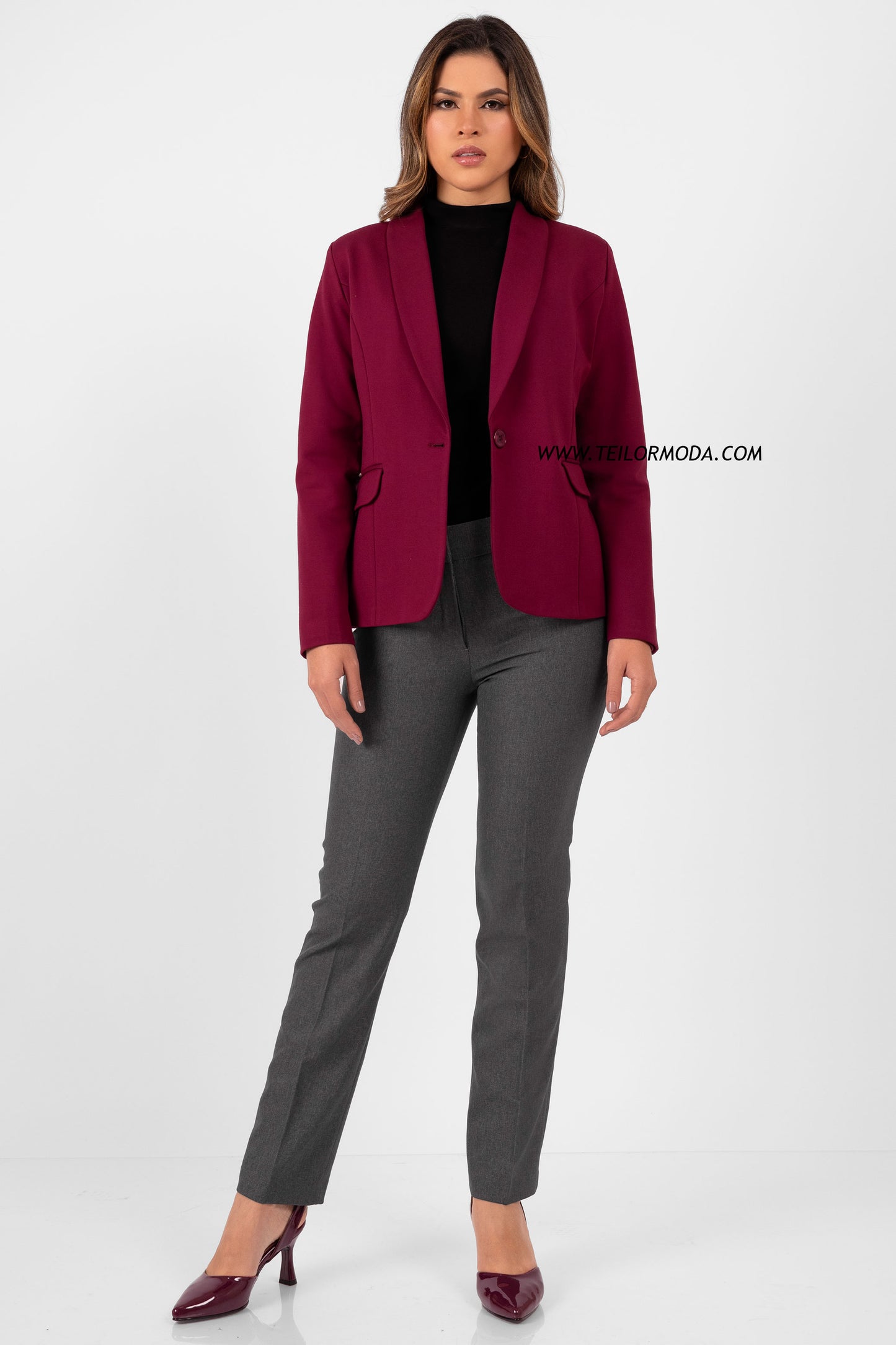 BLAZER MANGA LARGA MARTINA BORGOÑA