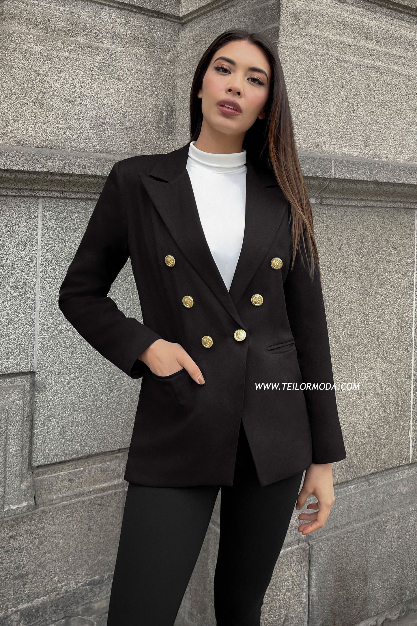 BLAZER CRUZADO TESSA NEGRO