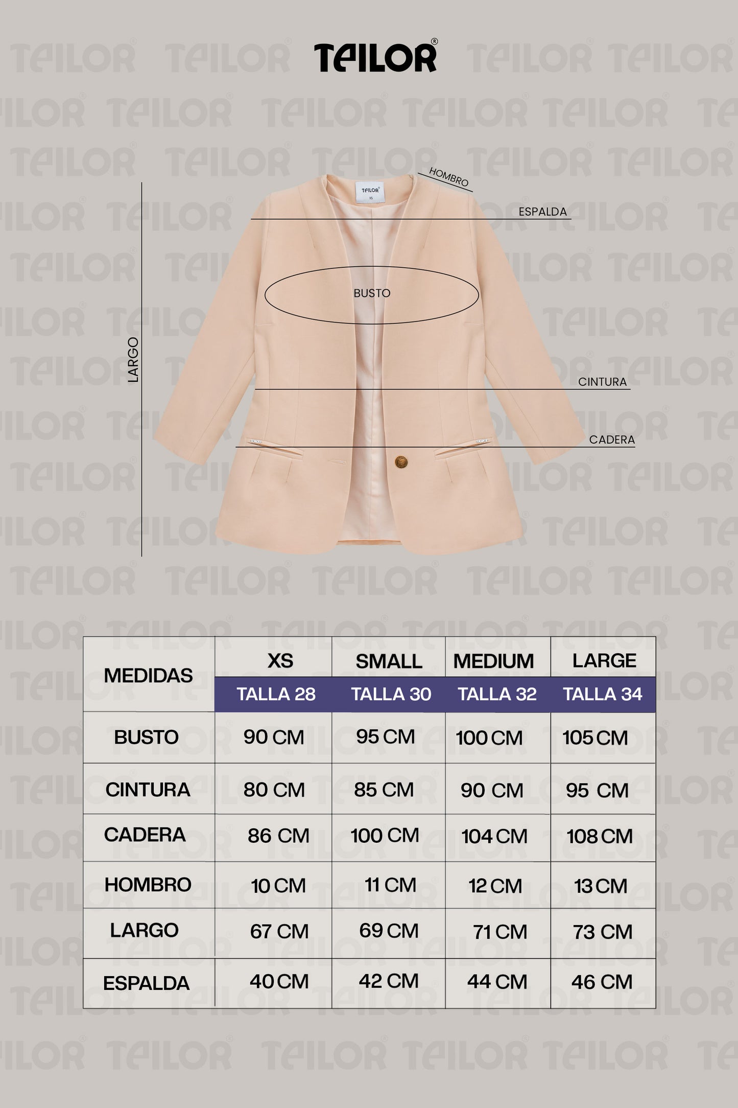BLAZER SIN CUELLO ARIANA BEIGE