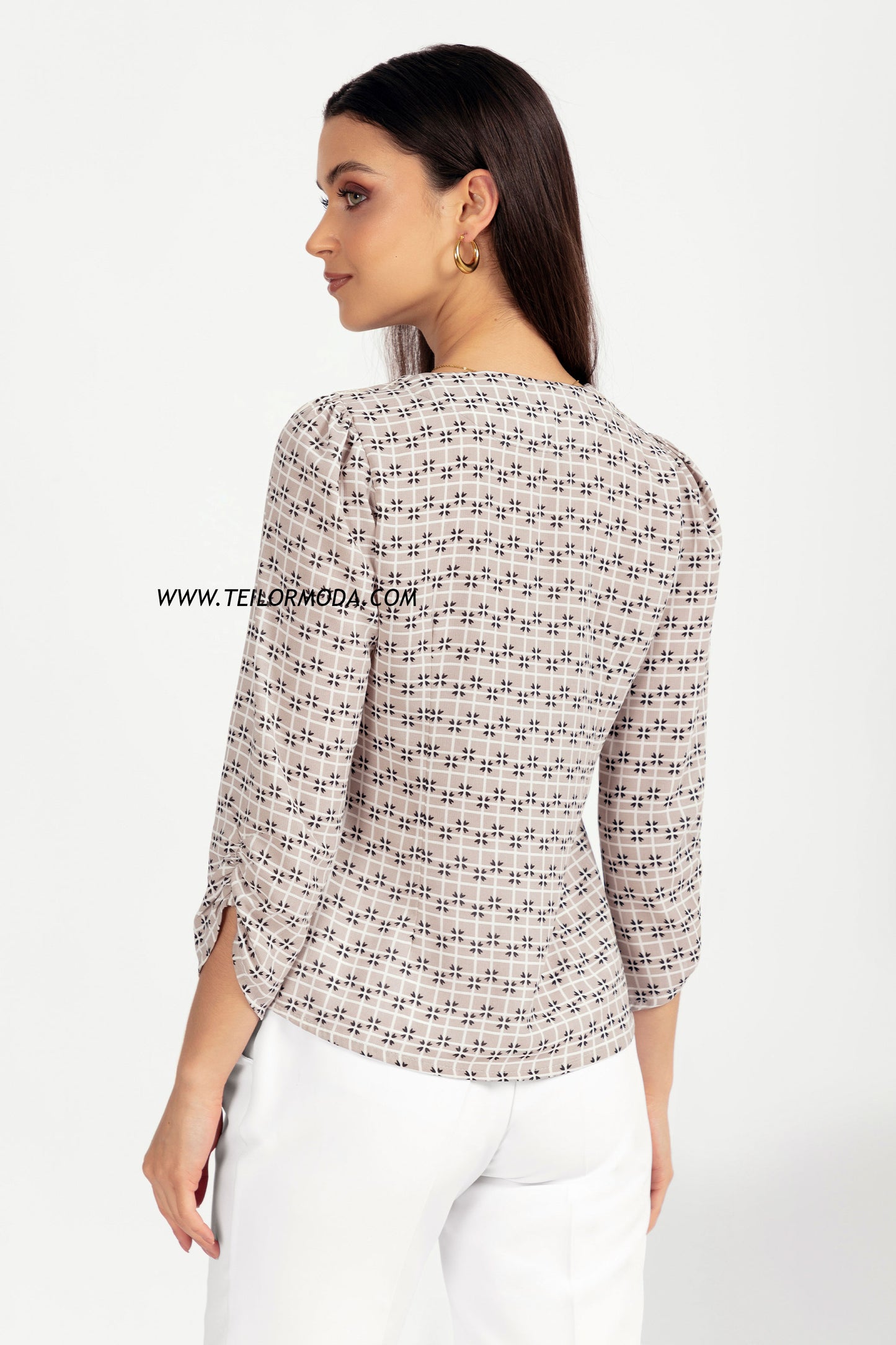 BLUSA ASIMÉTRICA ESTAMPADA ROUSE BEIGE