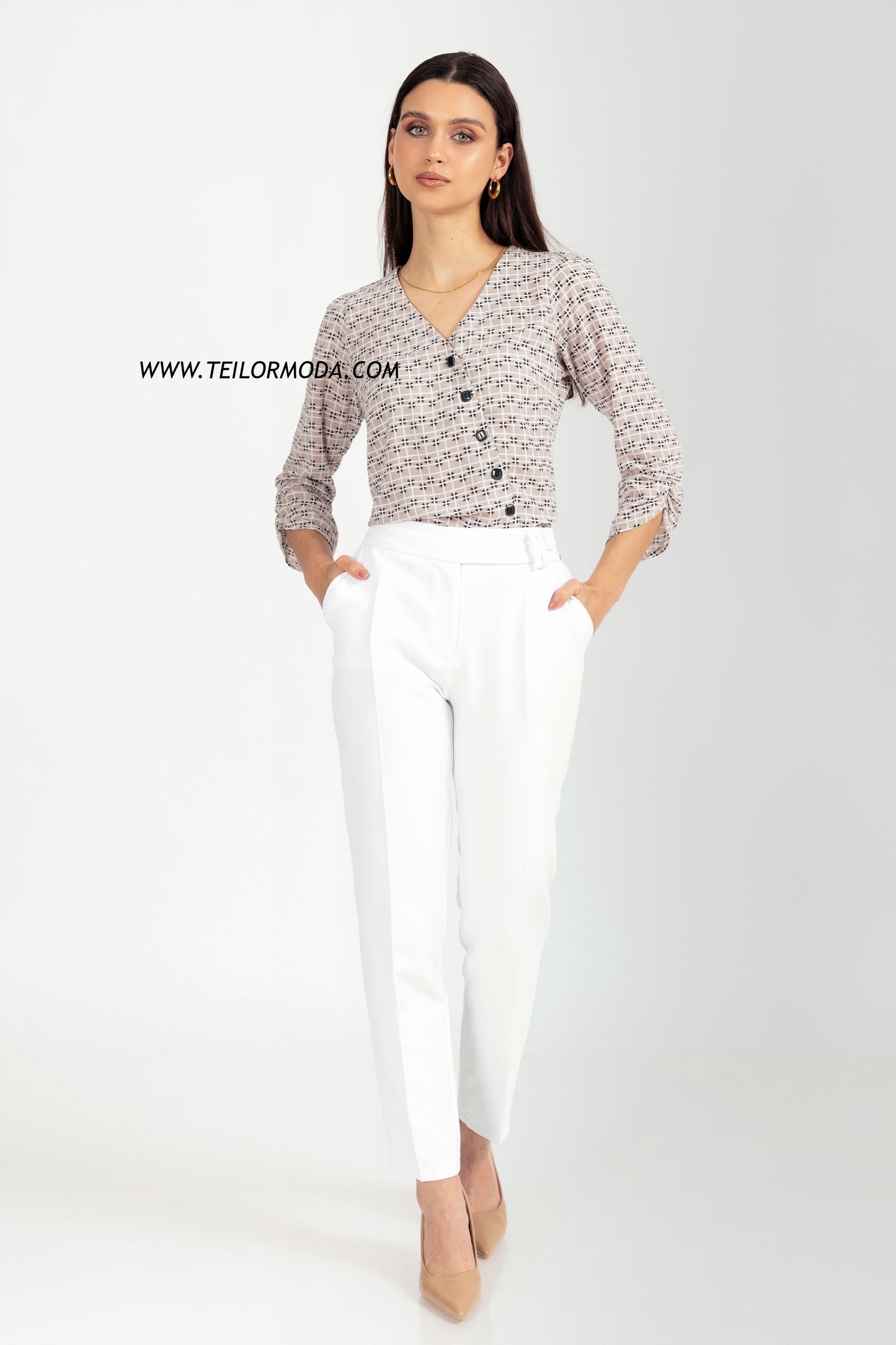 BLUSA ASIMÉTRICA ESTAMPADA ROUSE BEIGE