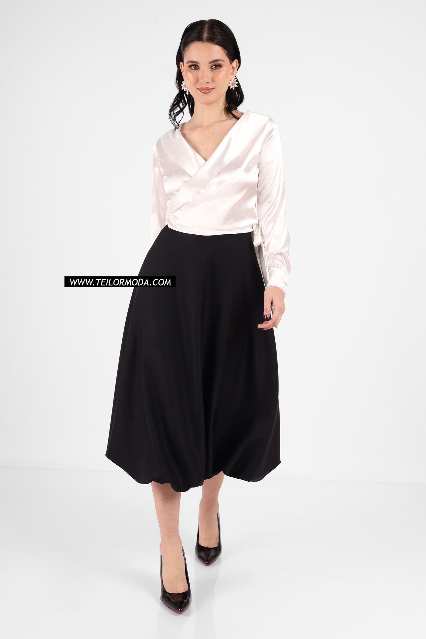 FALDA GLOBO MIDI AYDEE NEGRO