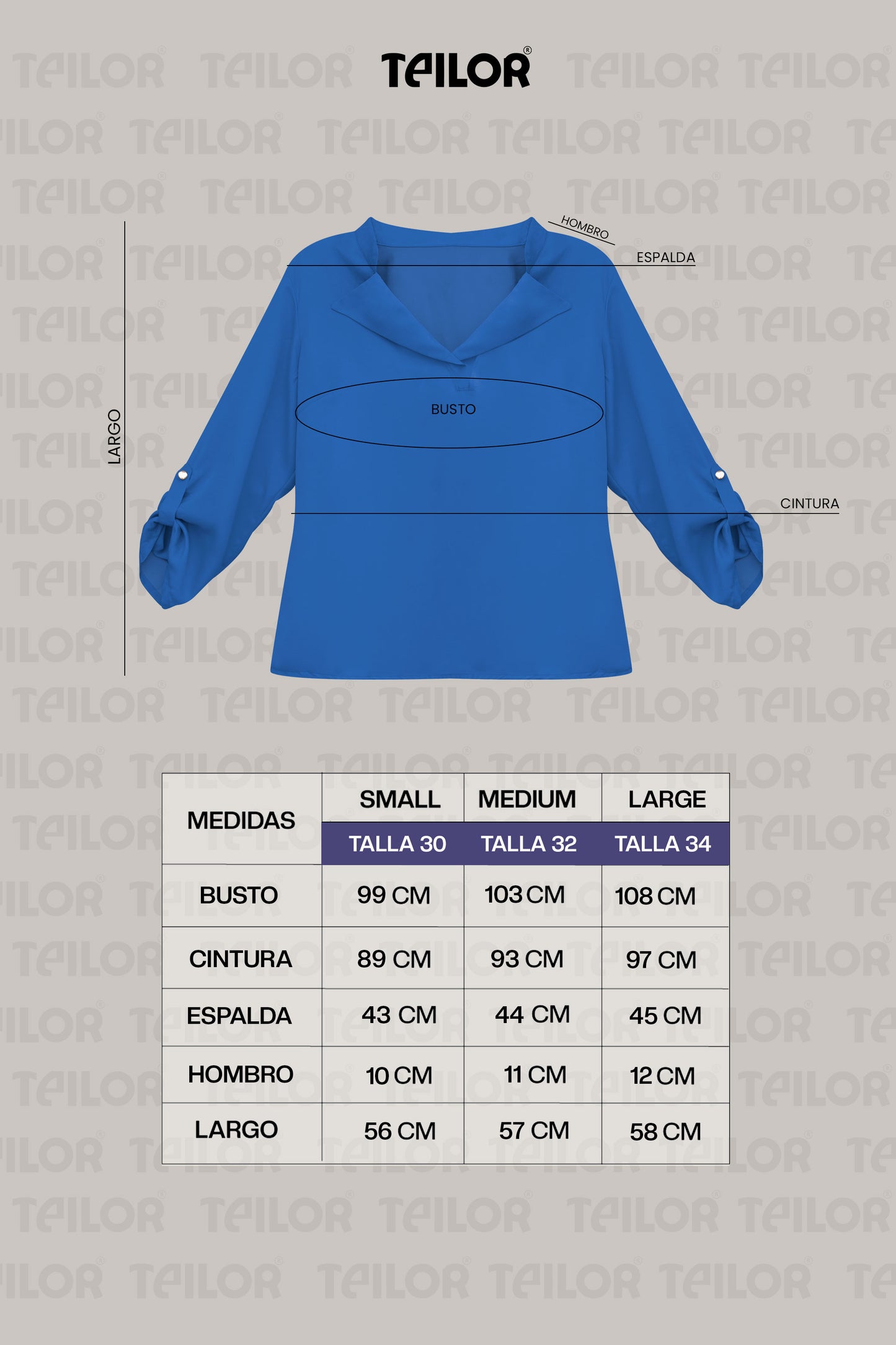 BLUSA DE SATIN MANGA 3/4 DANAE ACERO