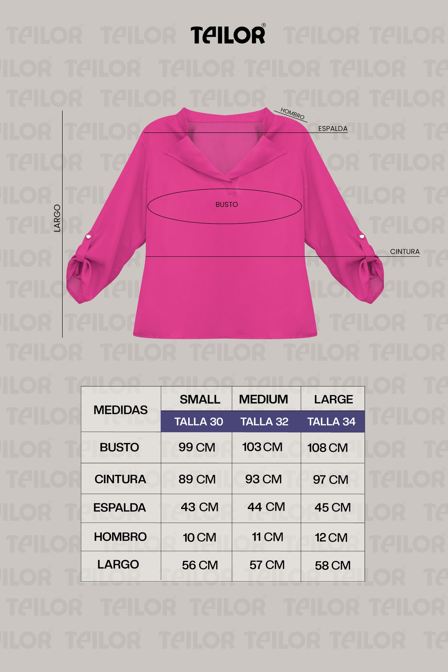 BLUSA DE SATIN MANGA 3/4 DANAE FUCSIA