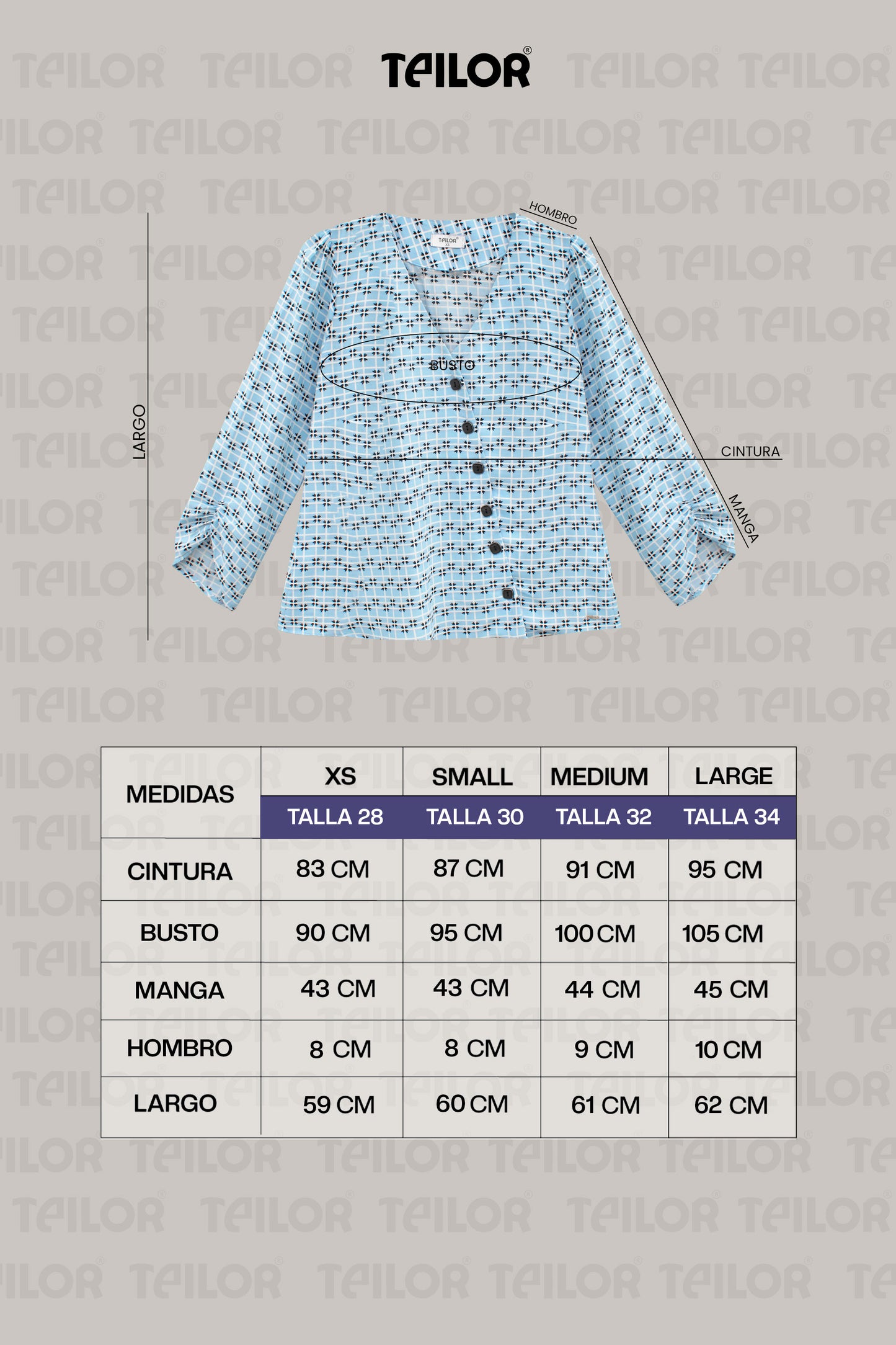 BLUSA ASIMÉTRICA ESTAMPADA ROUSE CELESTE