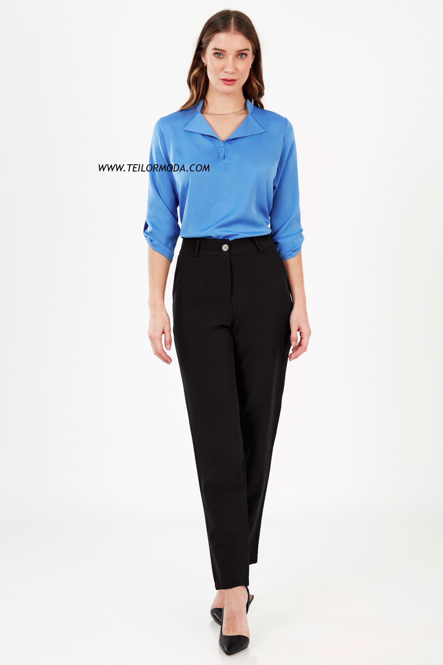BLUSA DE SATIN MANGA 3/4 DANAE ACERO