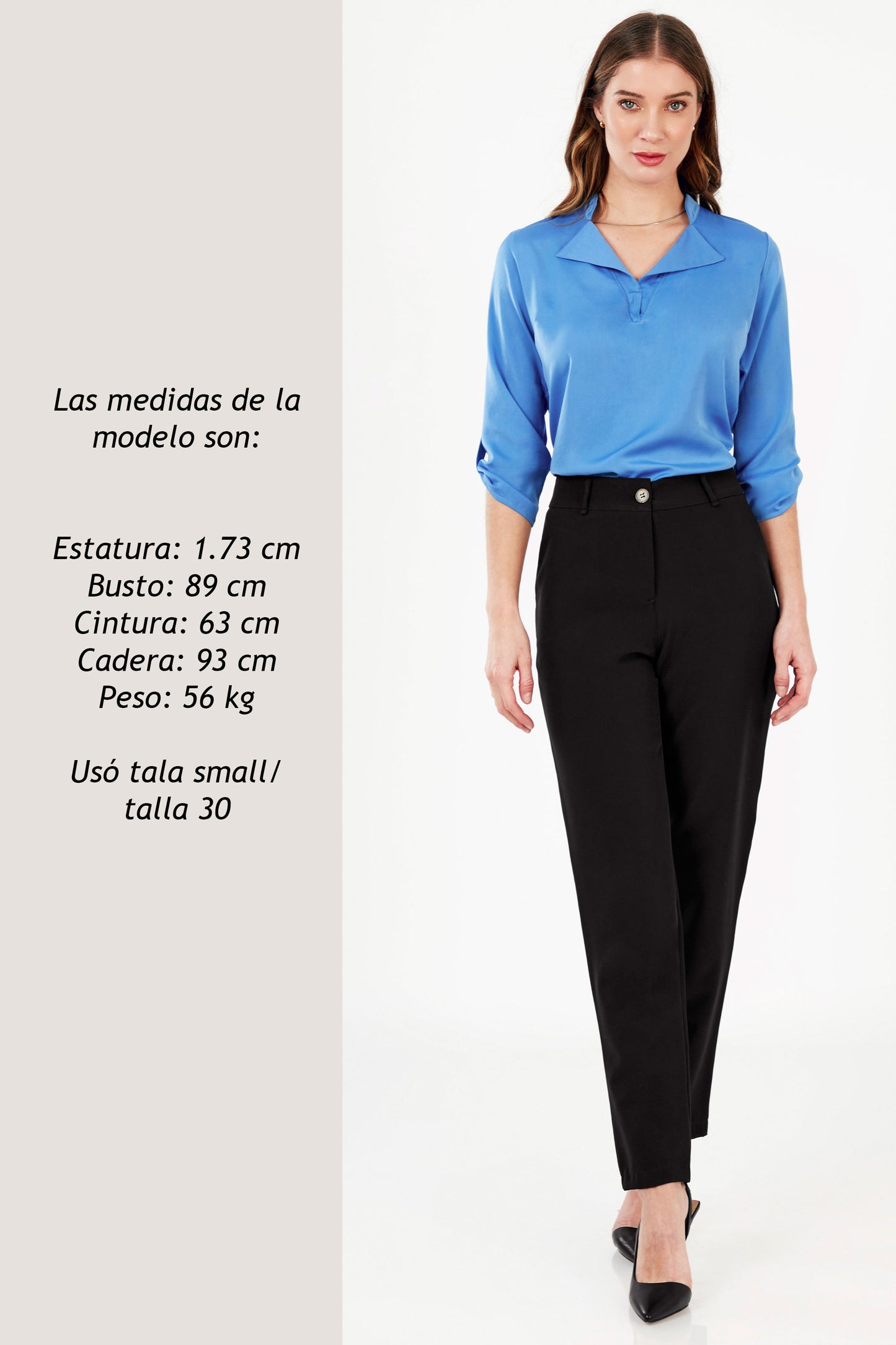 BLUSA DE SATIN MANGA 3/4 DANAE ACERO