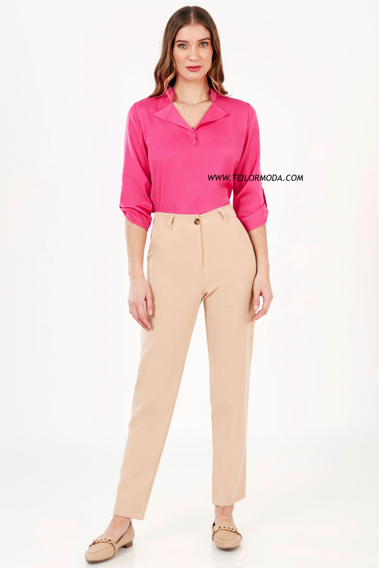 BLUSA DE SATIN MANGA 3/4 DANAE FUCSIA