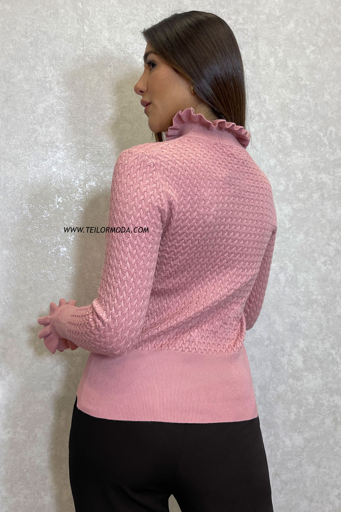 CHOMPA DE CASHMERE NAYA PALO ROSA