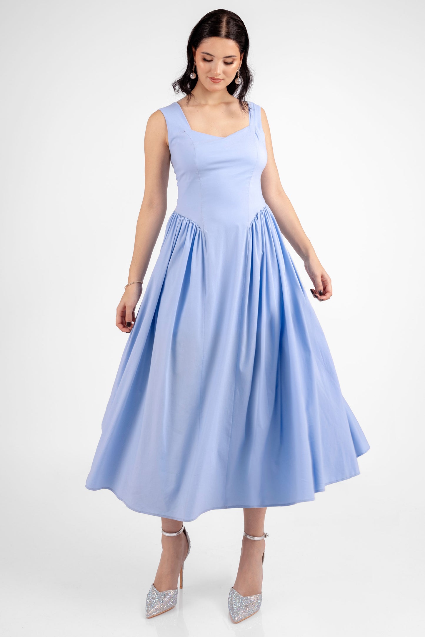 VESTIDO CASUAL CON VUELOS ELAH CELESTE