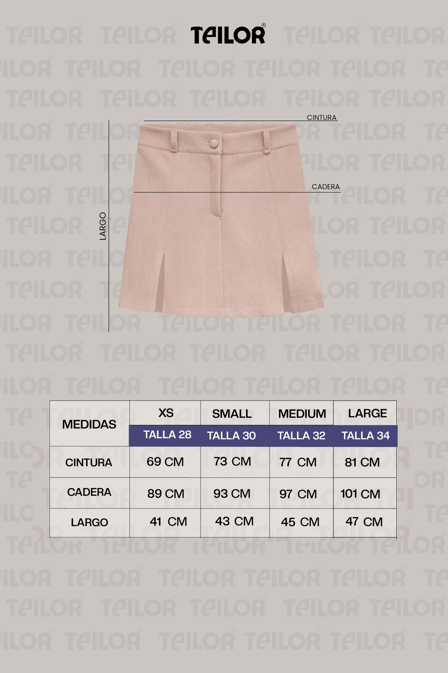 FALDA DE PAÑO HELEN BEIGE