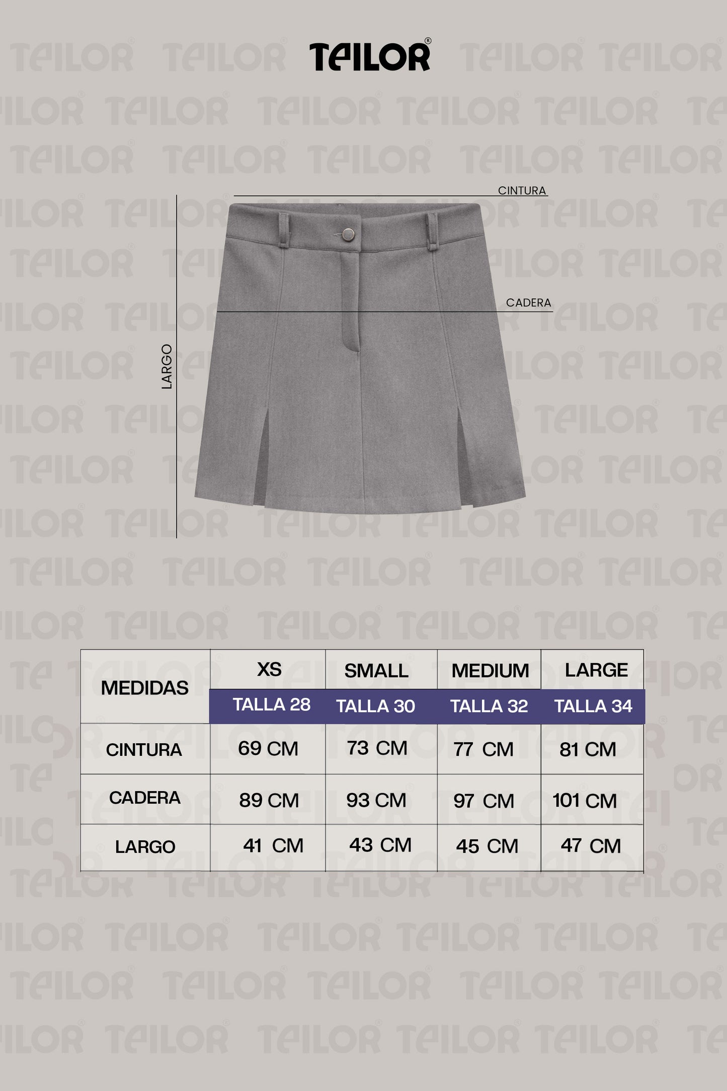 FALDA DE PAÑO HELEN GRIS