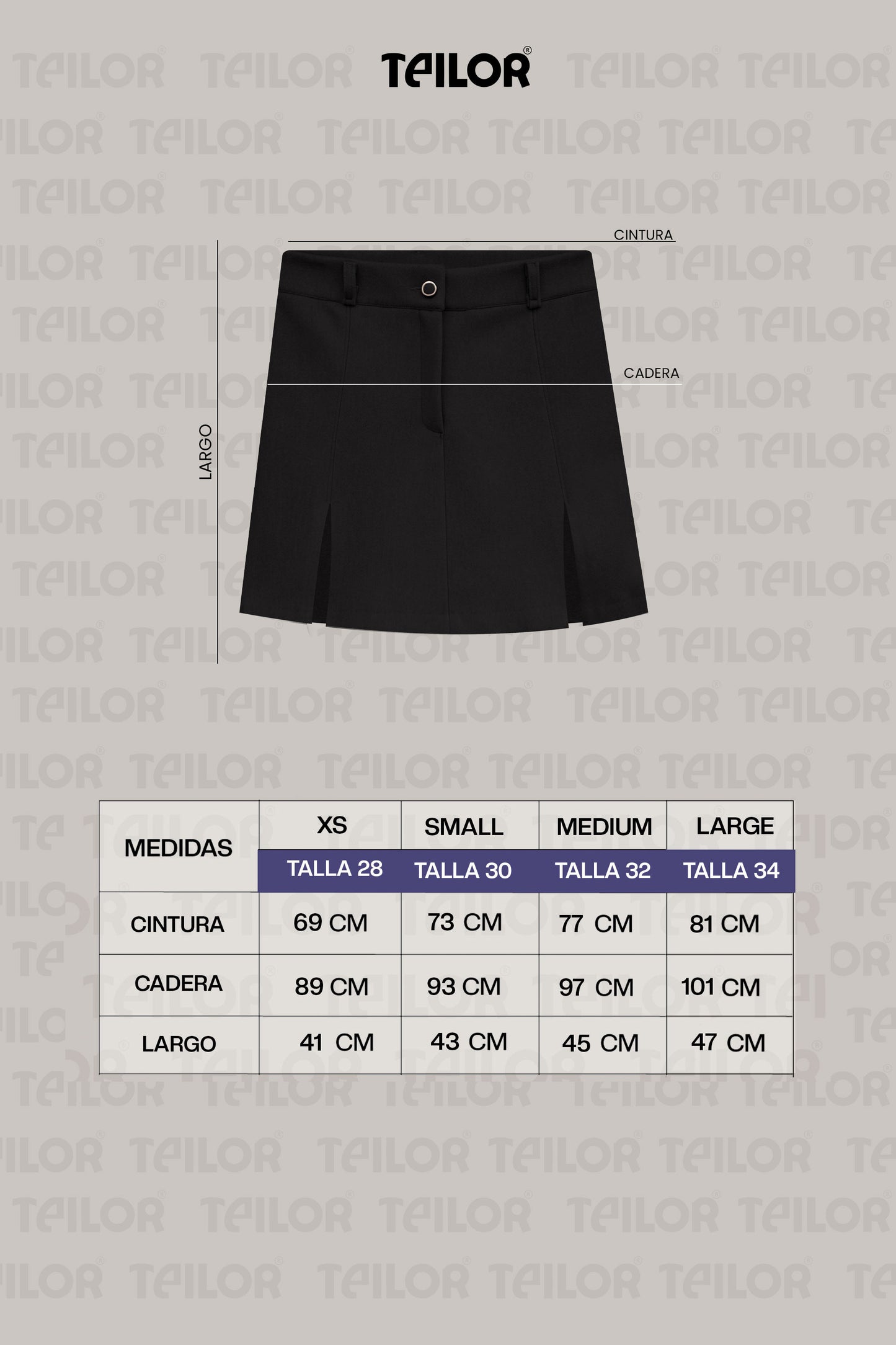 FALDA DE PAÑO HELEN NEGRO