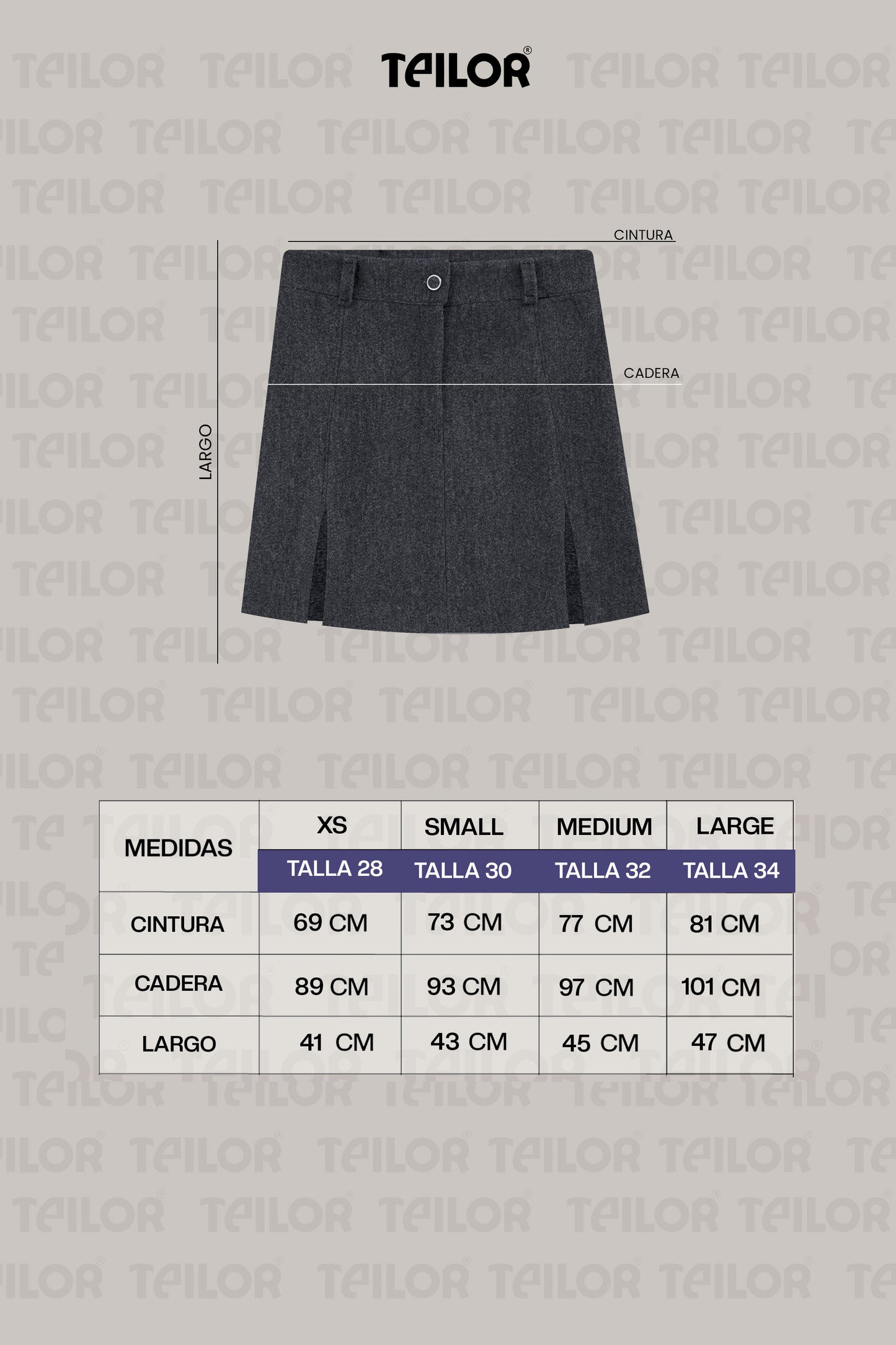 FALDA DE PAÑO HELEN PLOMO