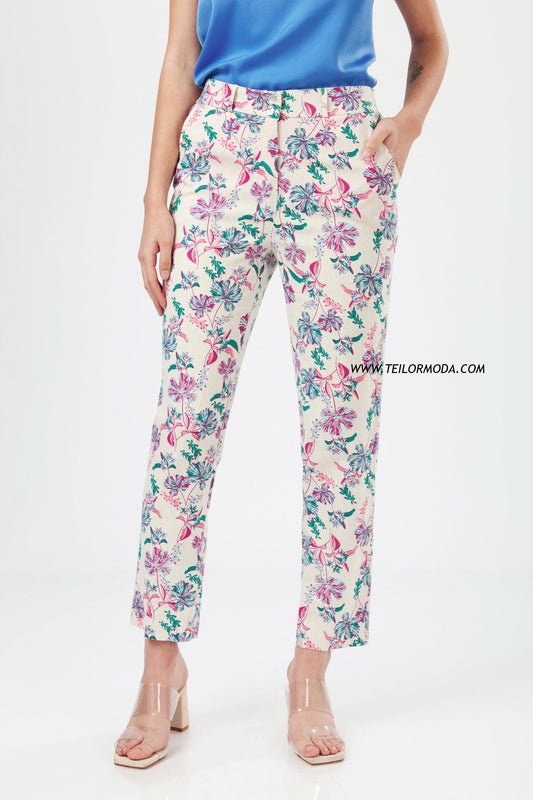 PANTALON DE LINO FLOREADO VALERIA FUCSIA