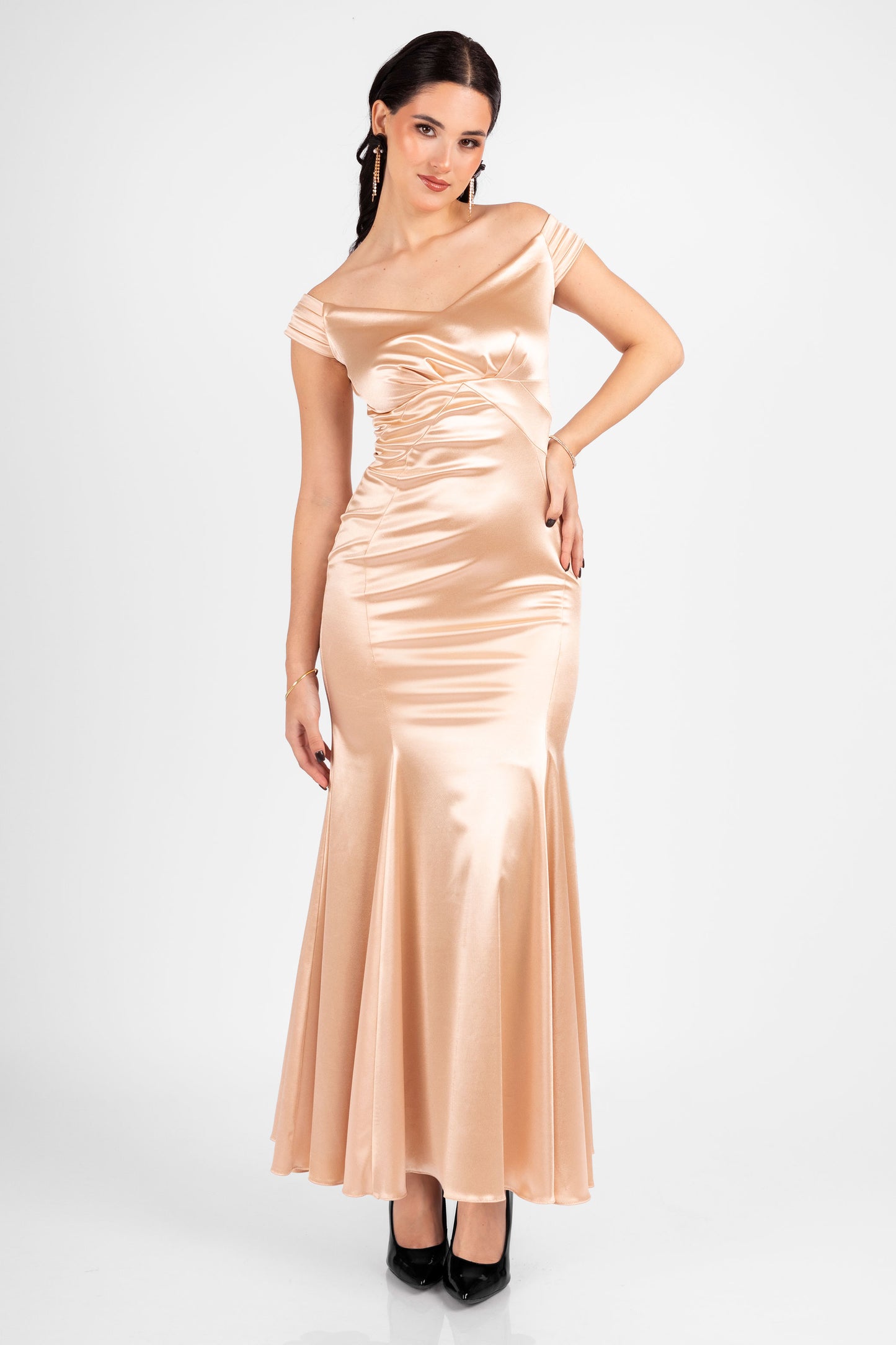 VESTIDO COCTEL LARGO JULIETA BEIGE