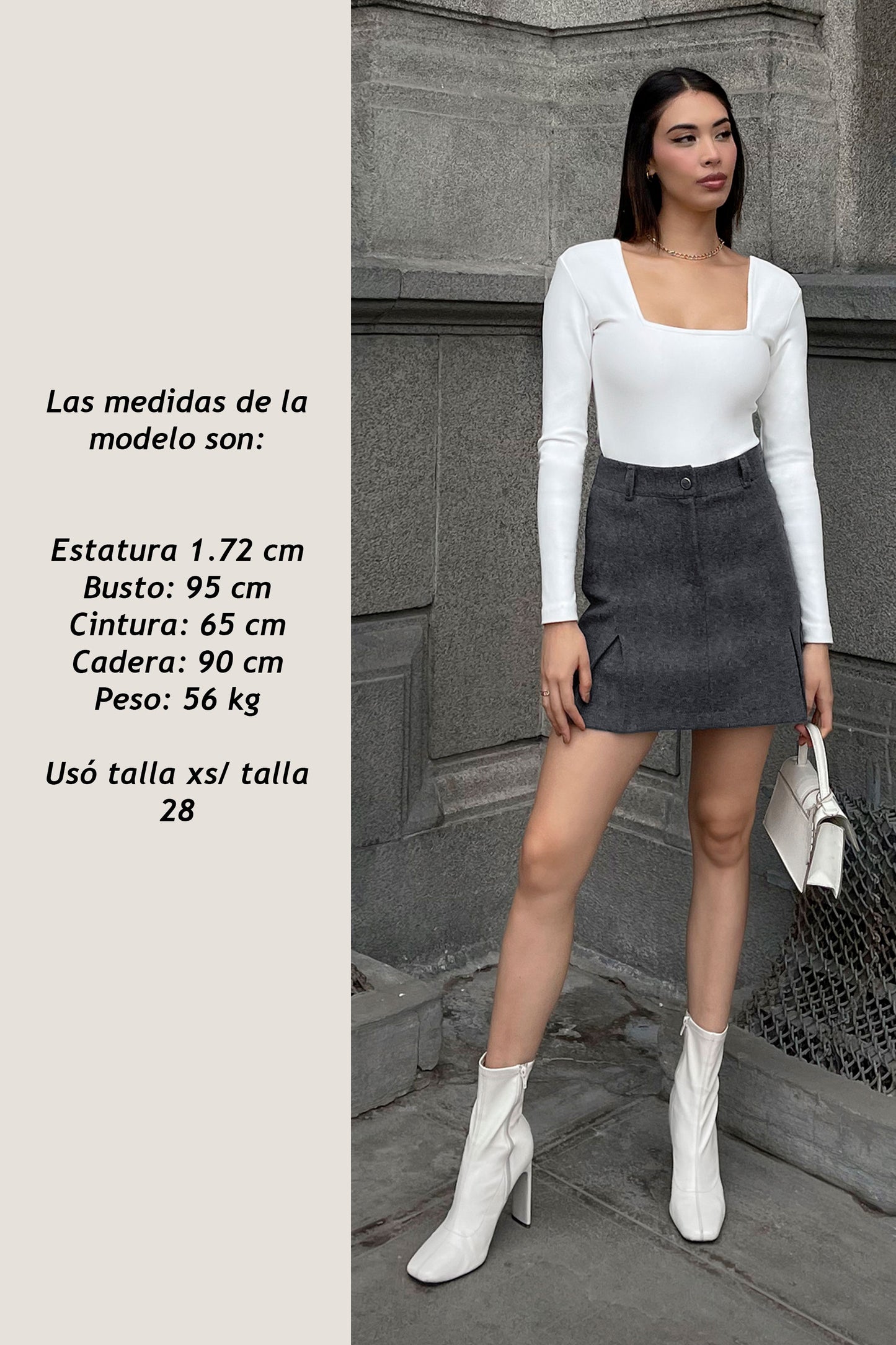 FALDA DE PAÑO HELEN PLOMO