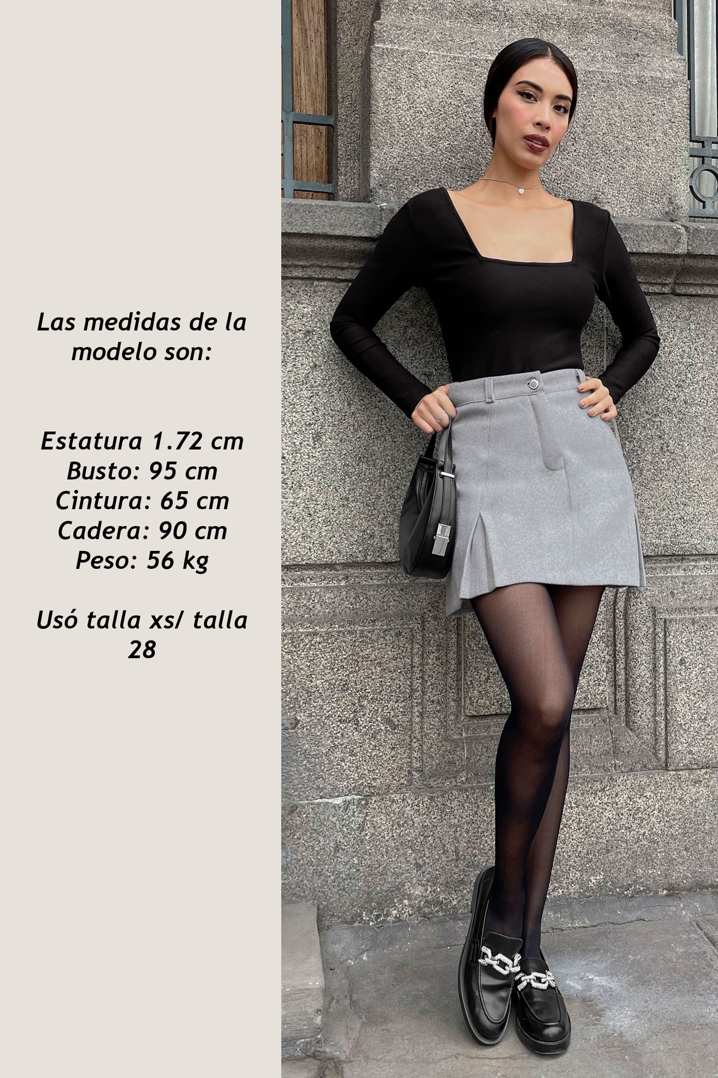 FALDA DE PAÑO HELEN GRIS