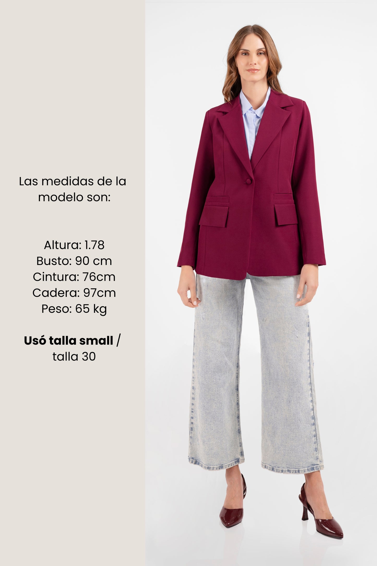 BLAZER CON BOTÓN FORRADO MIKAELA BORGOÑA