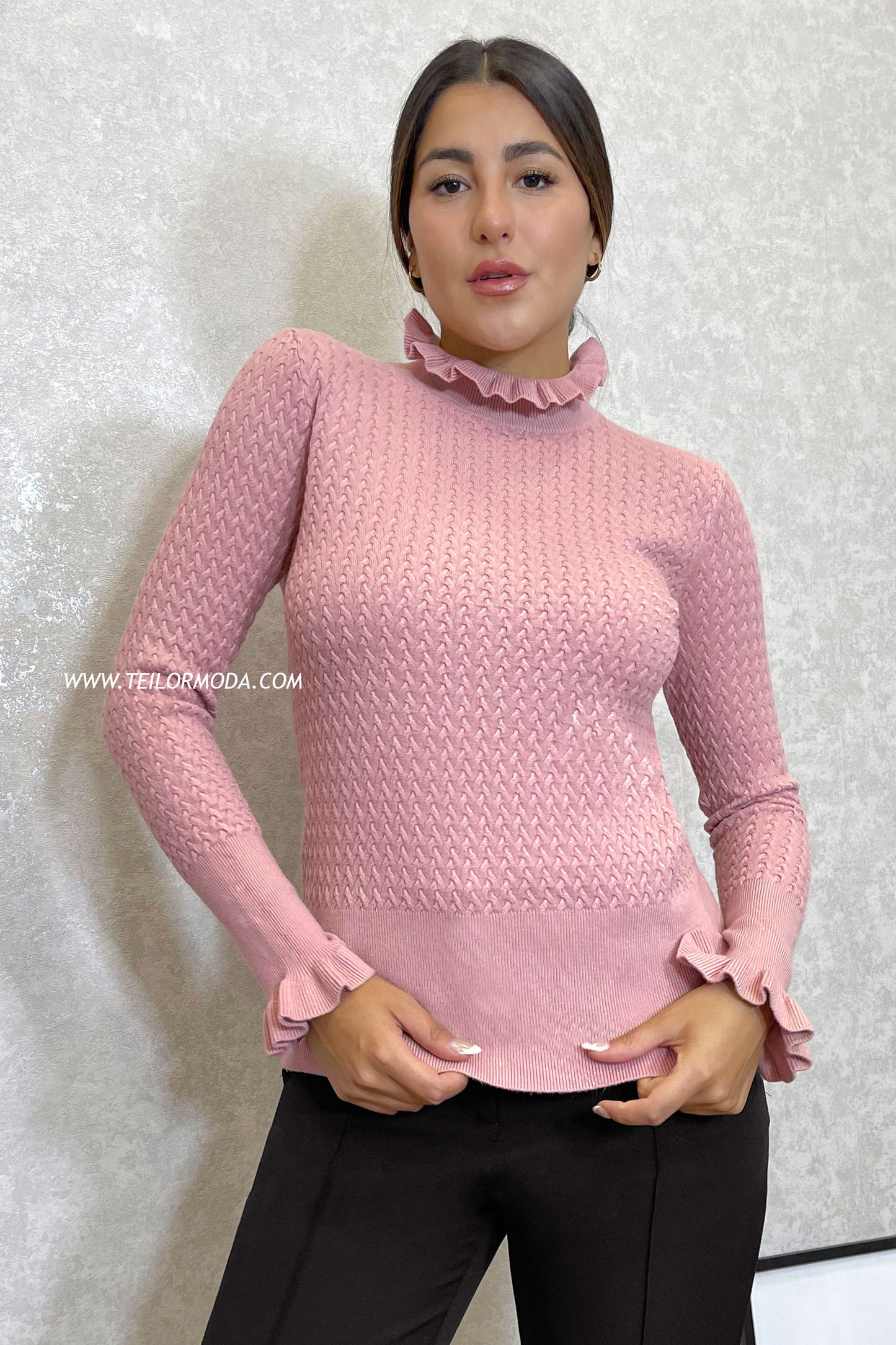 CHOMPA DE CASHMERE NAYA PALO ROSA