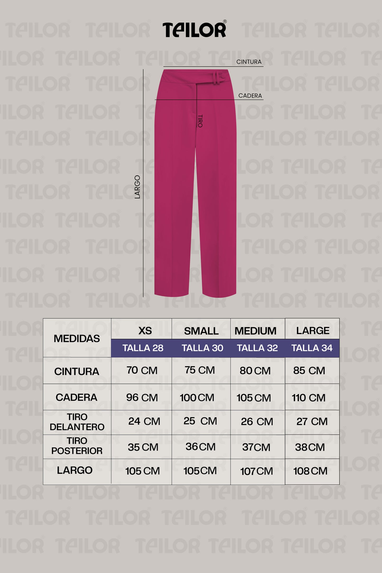 PANTALON CON PRETINA CRUZADA LUCIA FUCSIA