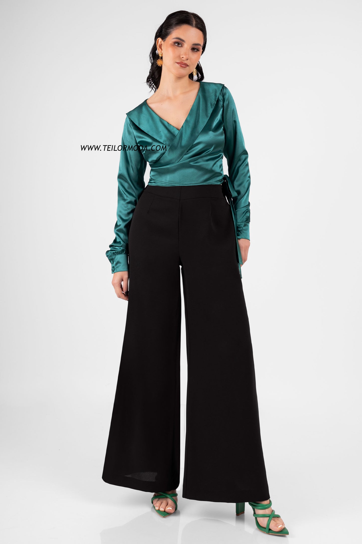 PANTALÓN PALAZZO DE GASA BECKA NEGRO
