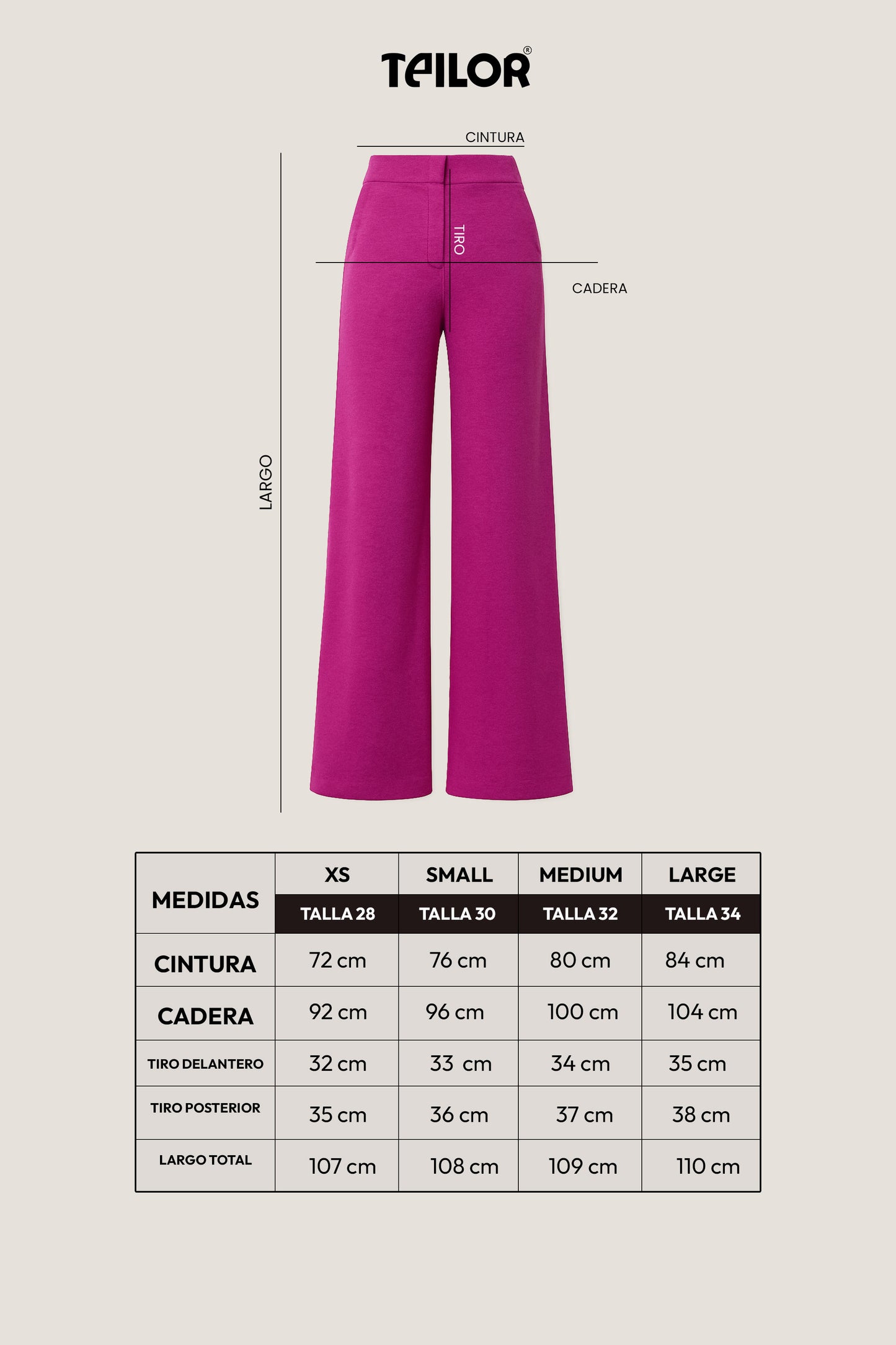 PANTALÓN PALAZZO DE PAÑO LIDIA MAGENTA