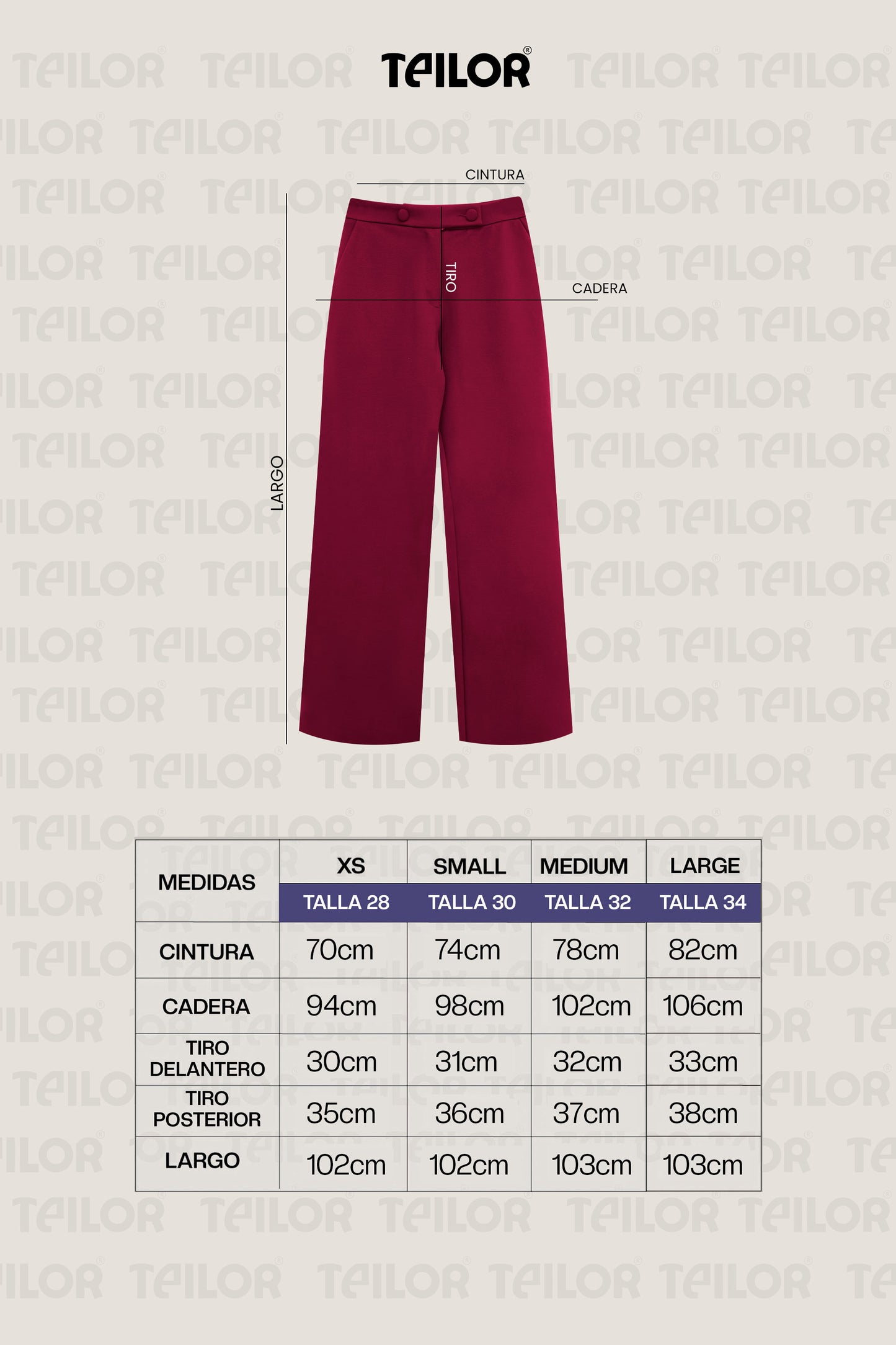 PANTALON PALAZZO MARTINA BORGOÑA