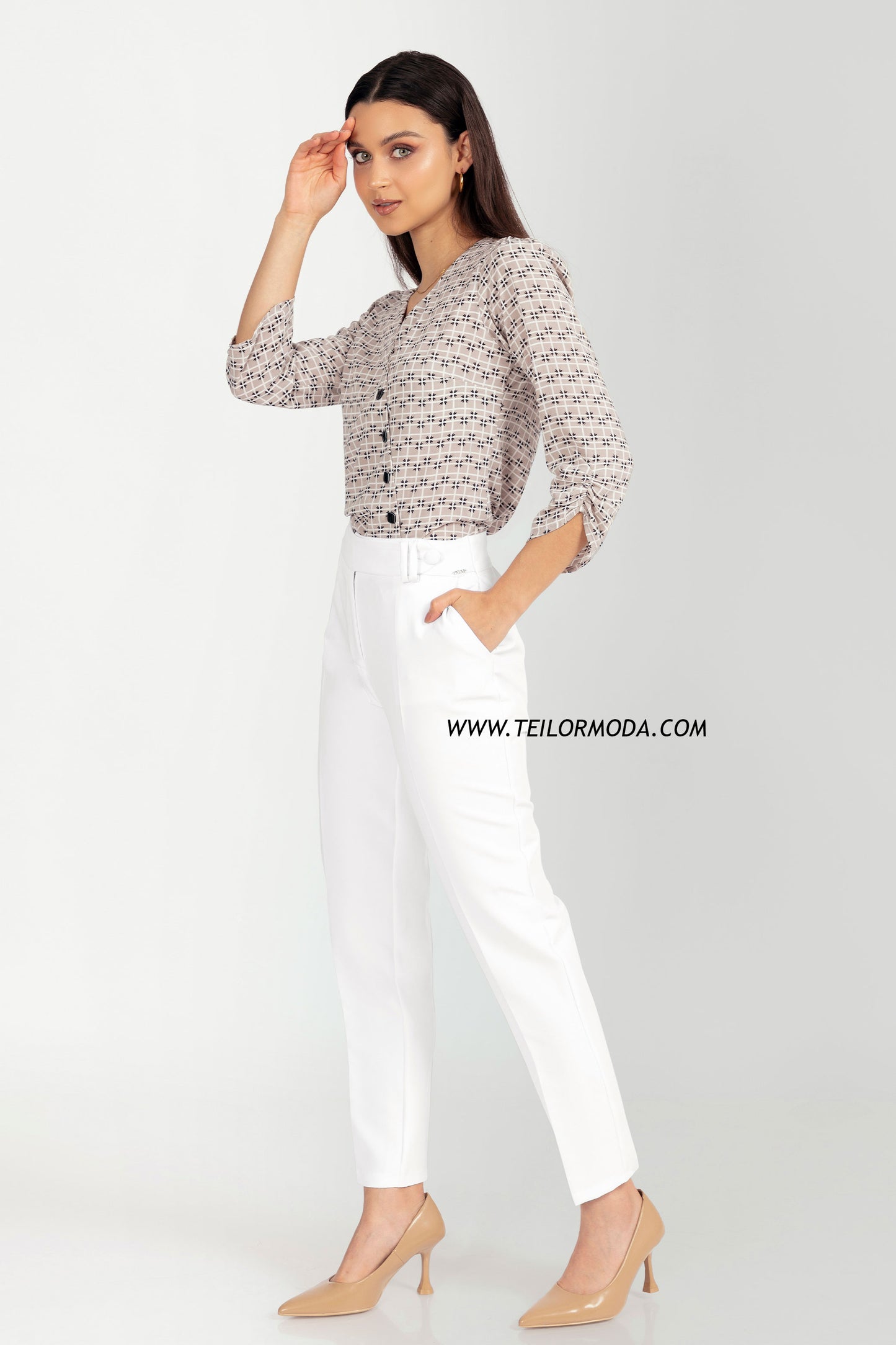 PANTALON CON PRETINA CRUZADA LUCIA BLANCO