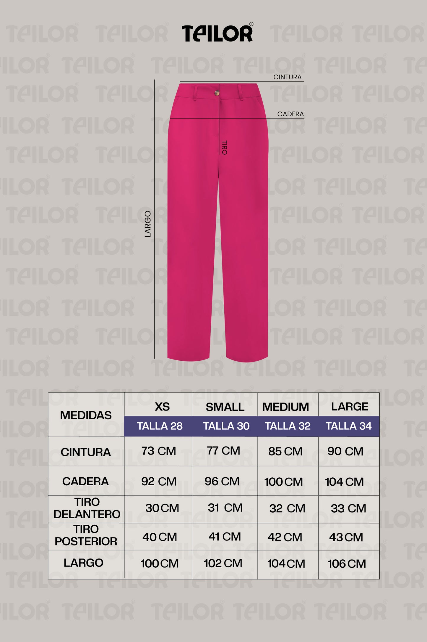 PANTALON RECTO CASUAL MARIANA FUCSIA