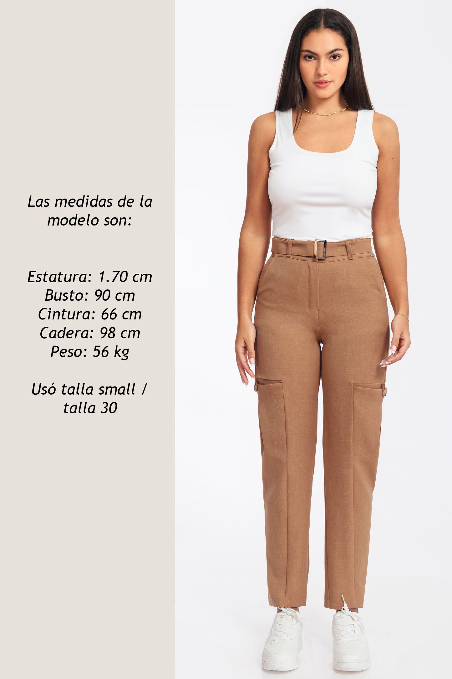 PANTALÓN CON CINTURÓN SOAMY CAMELLO