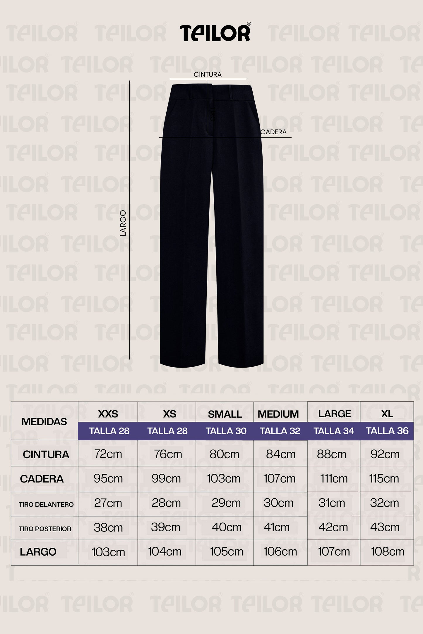 PANTALON SASTRE VALENTINA AZUL PRESIDENCIAL