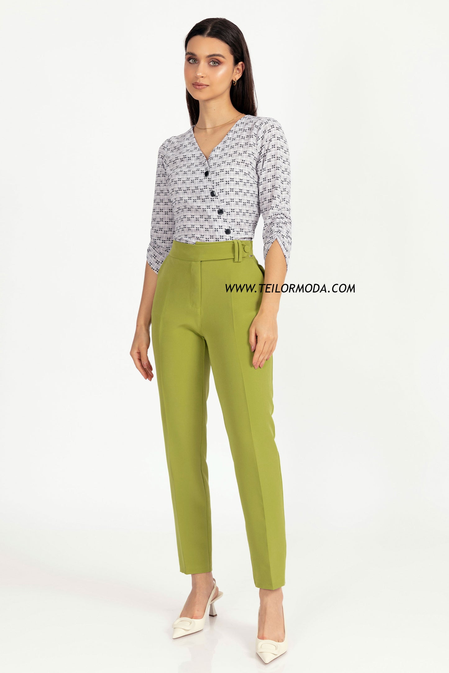PANTALÓN CON PRETINA CRUZADA LUCIA VERDE