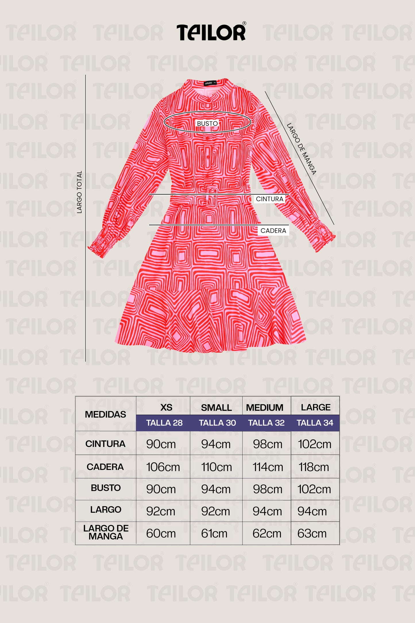 VESTIDO ESTAMPADO VERONICA ROJO