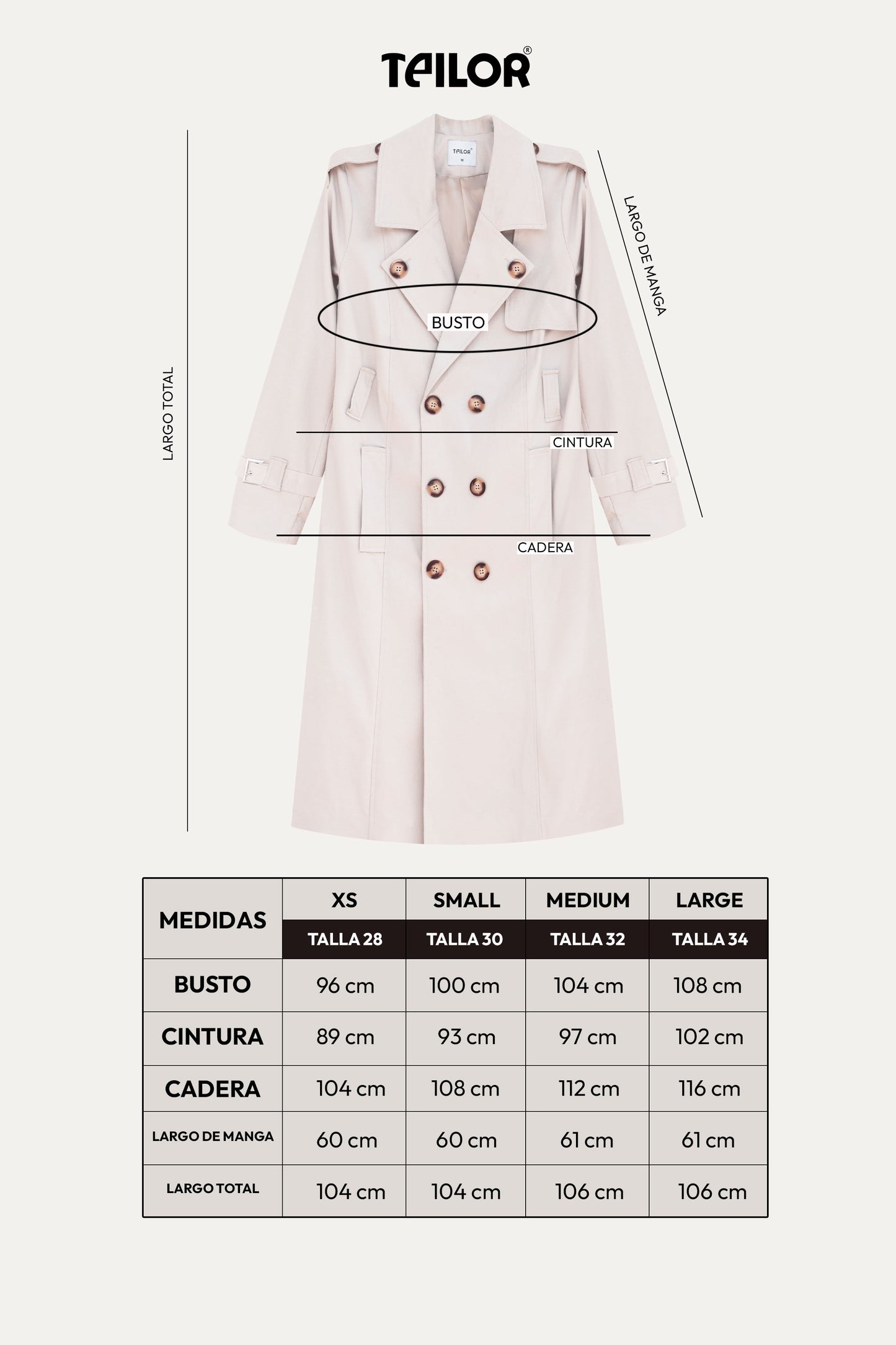 TRENCH COAT GABARDINA GINEBRA BEIGE