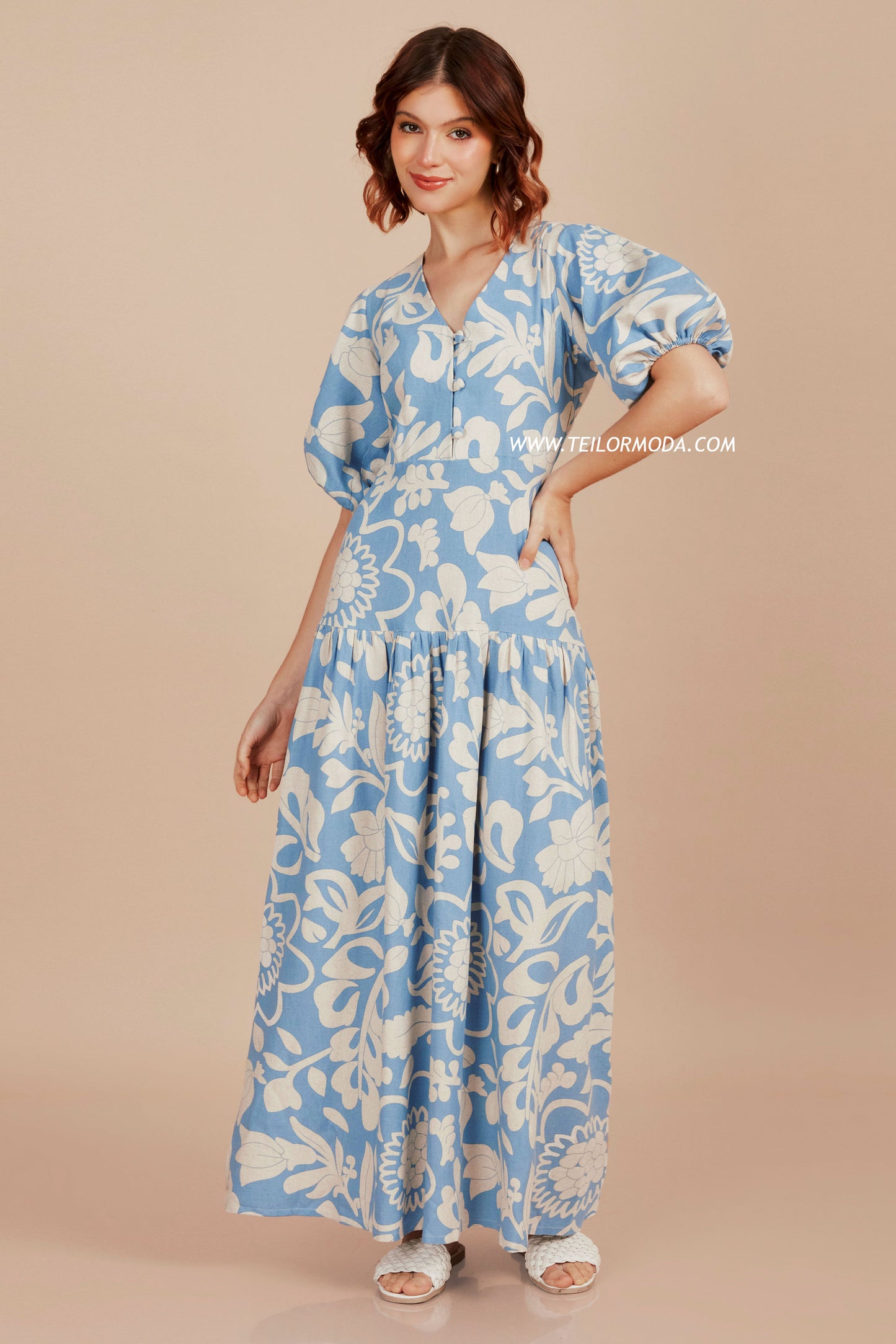 VESTIDO LARGO ABI CELESTE