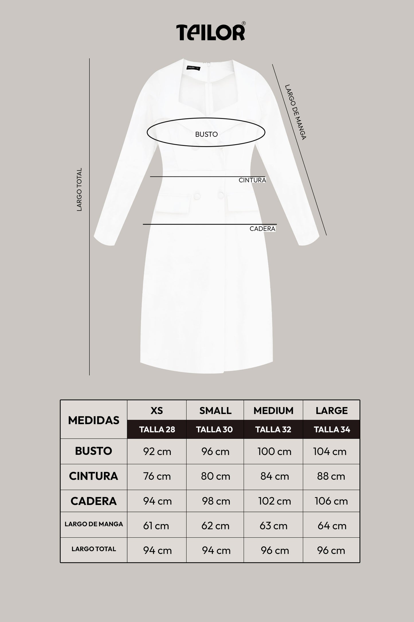 VESTIDO MANGA LARGA MADISON BLANCO