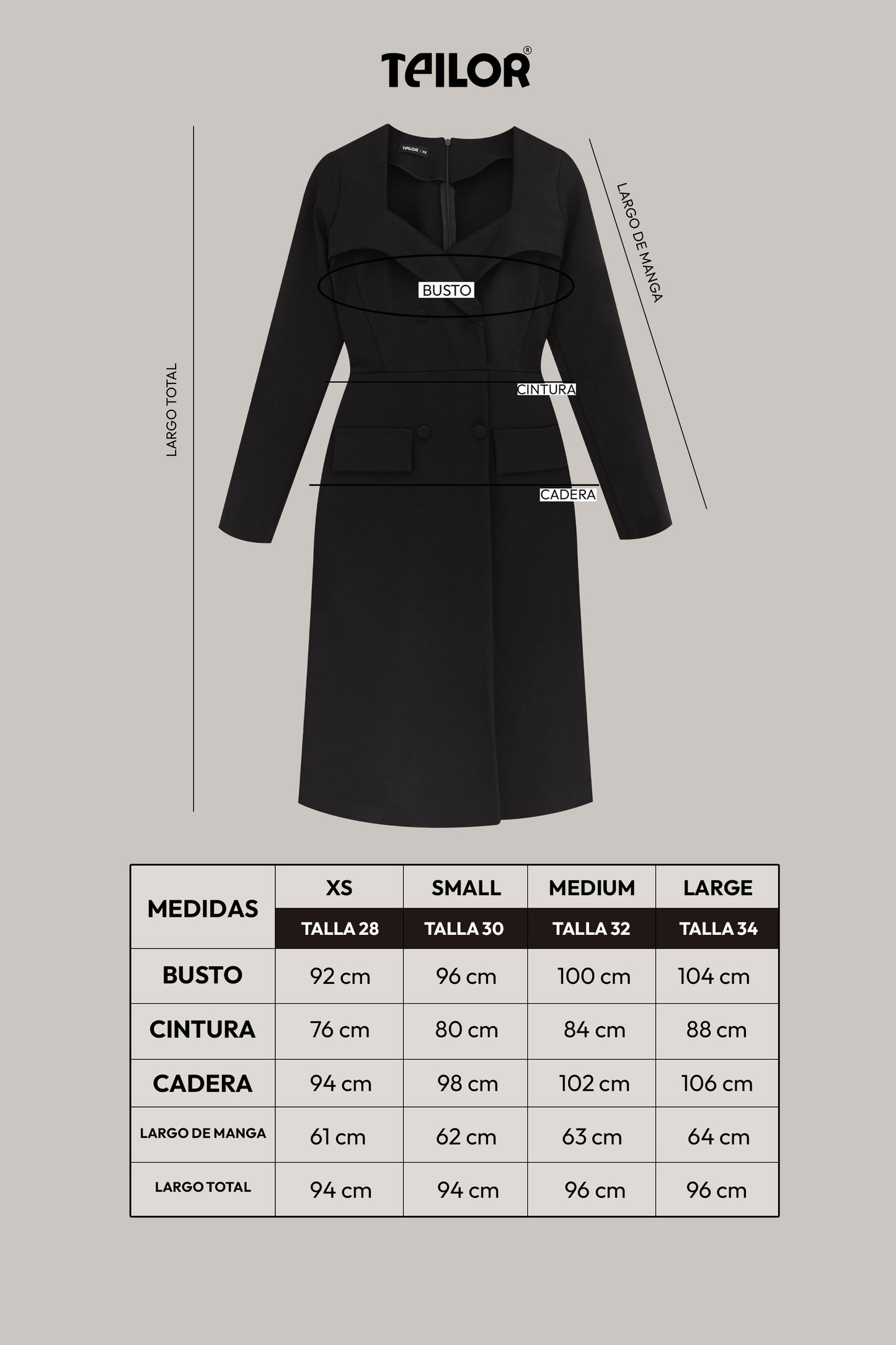 VESTIDO MANGA LARGA MADISON NEGRO