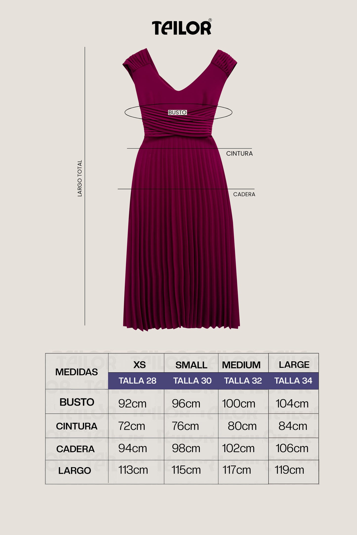 VESTIDO COCTEL PLISADO CASANDRA BEIGE