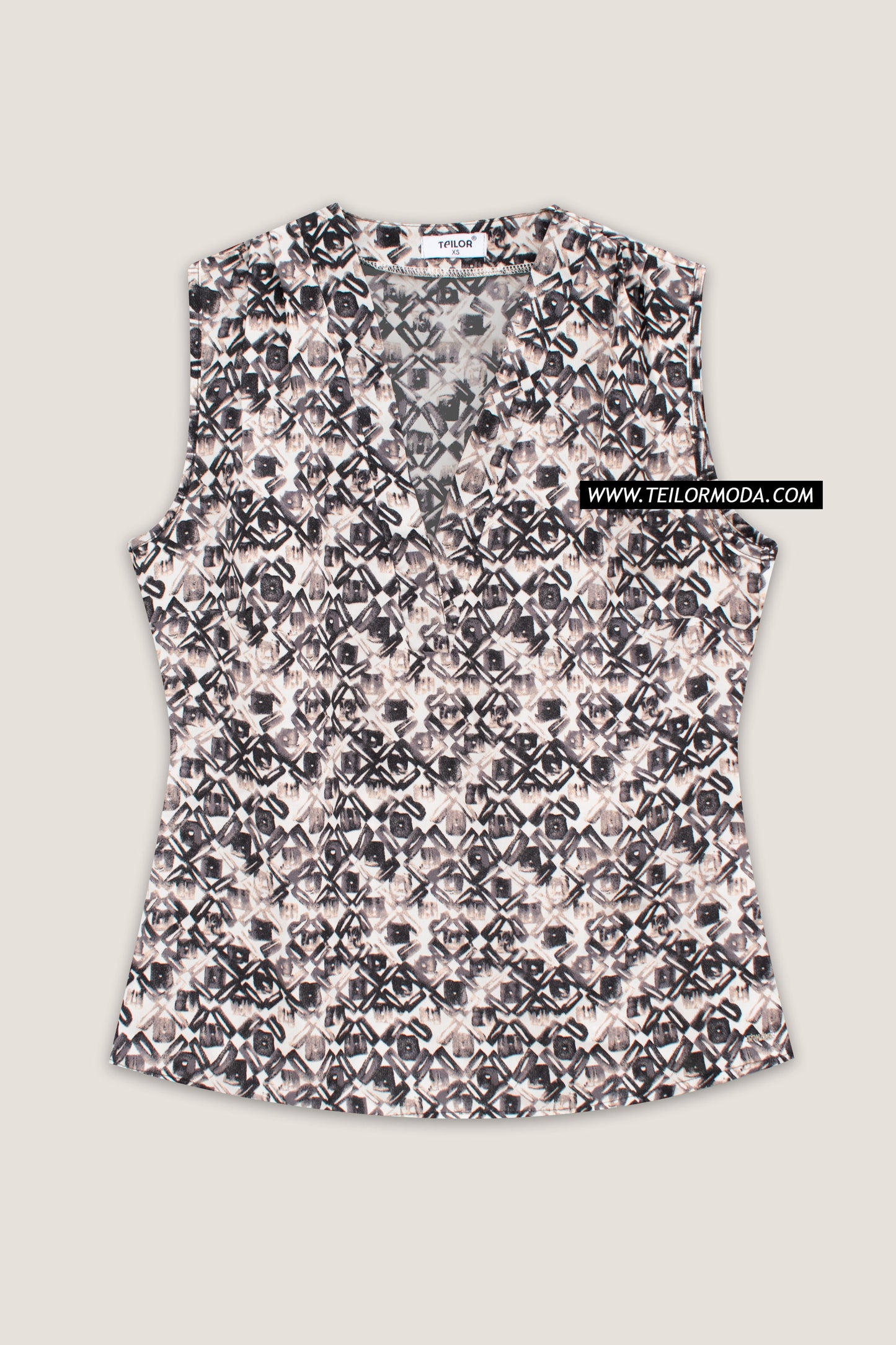 BLUSA MANGA CERO ESTAMPADA ANGÉLICA NEGRO