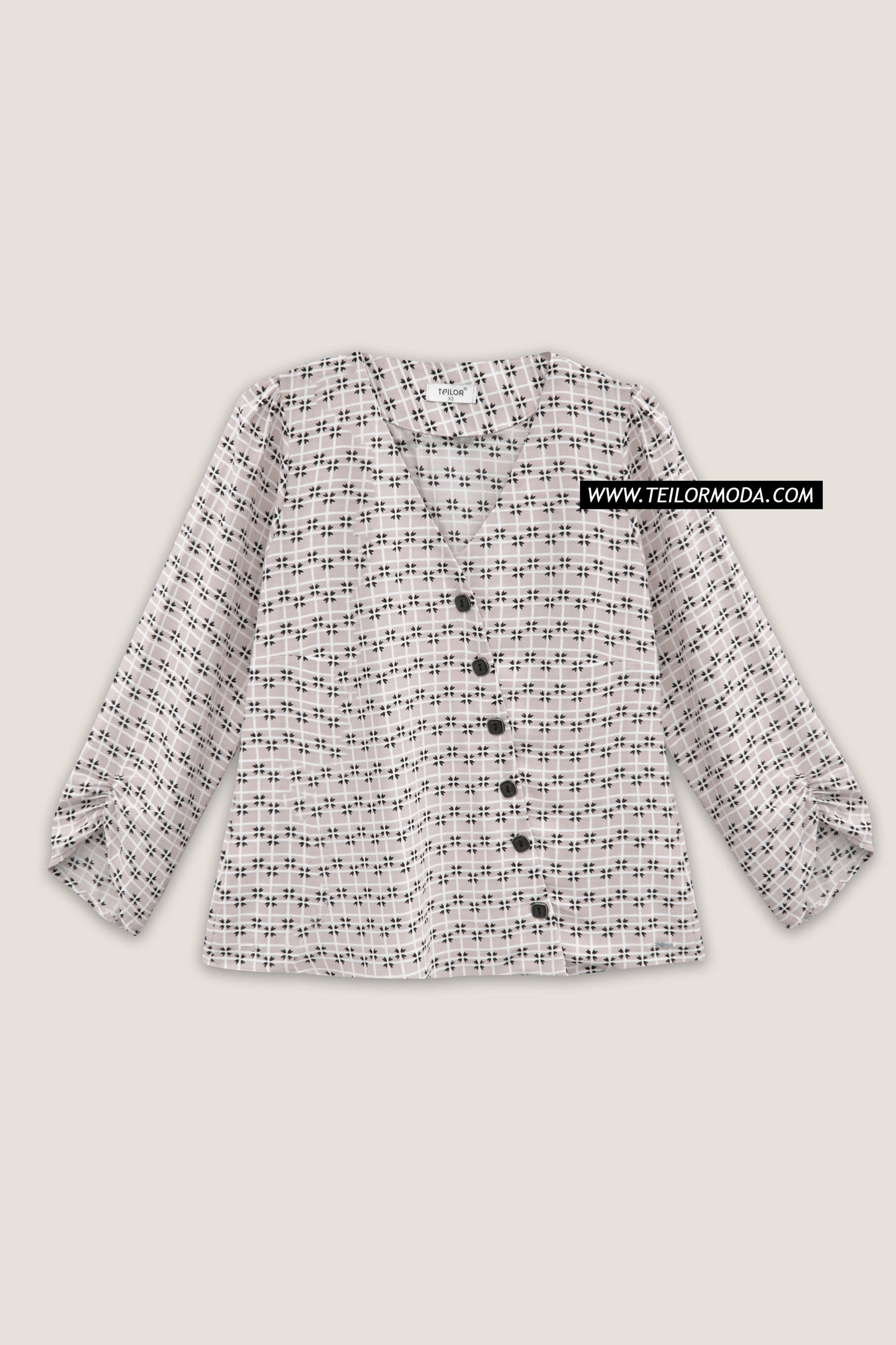 BLUSA ASIMÉTRICA ESTAMPADA ROUSE BEIGE