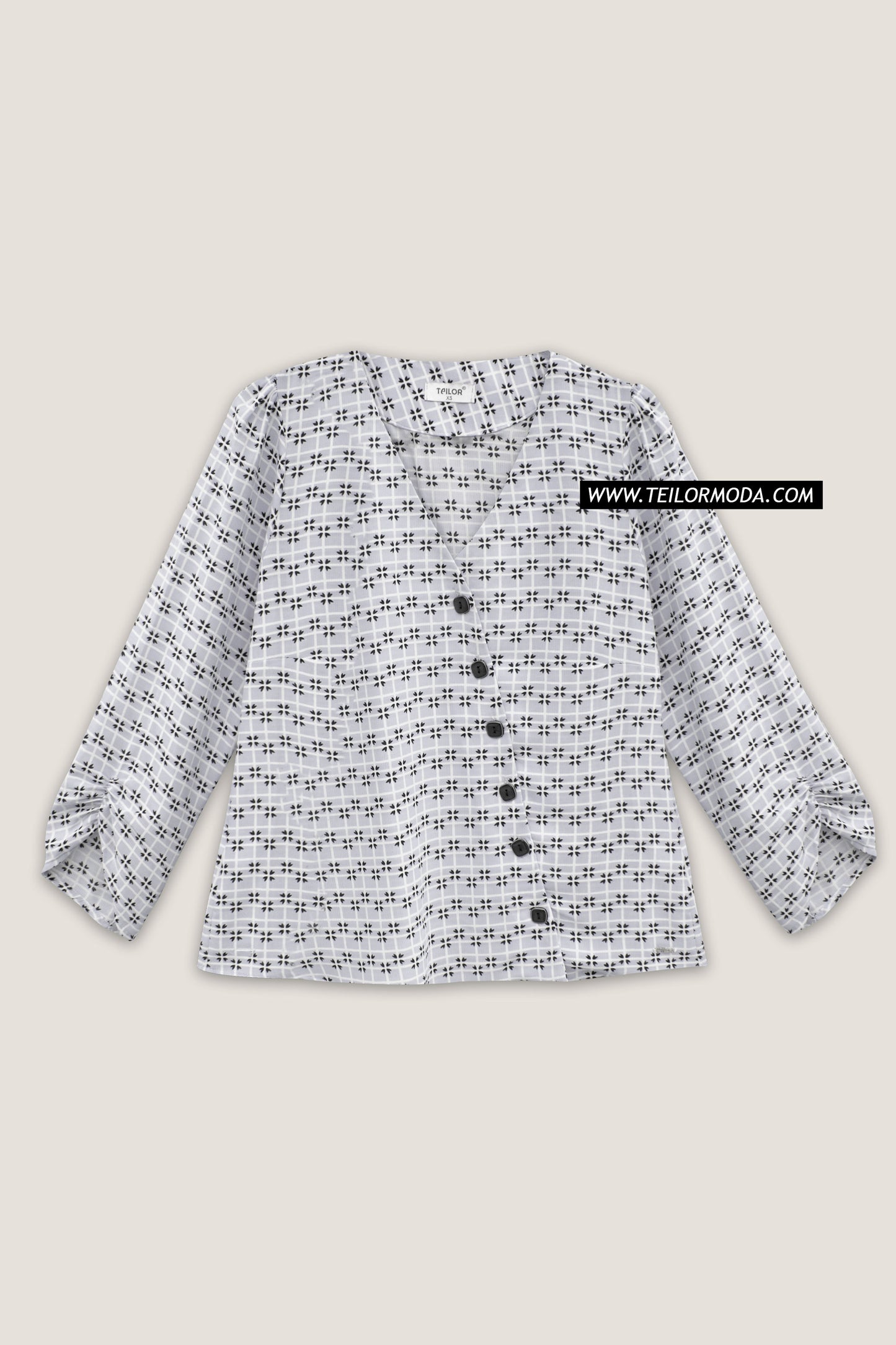 BLUSA ASIMÉTRICA ESTAMPADA ROUSE PLOMO