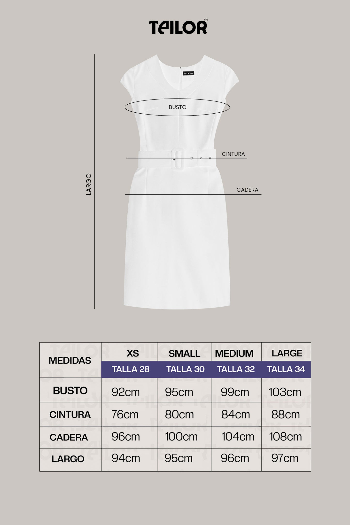 VESTIDO SASTRE CON CINTURÓN GIMENA BLANCO MARFIL